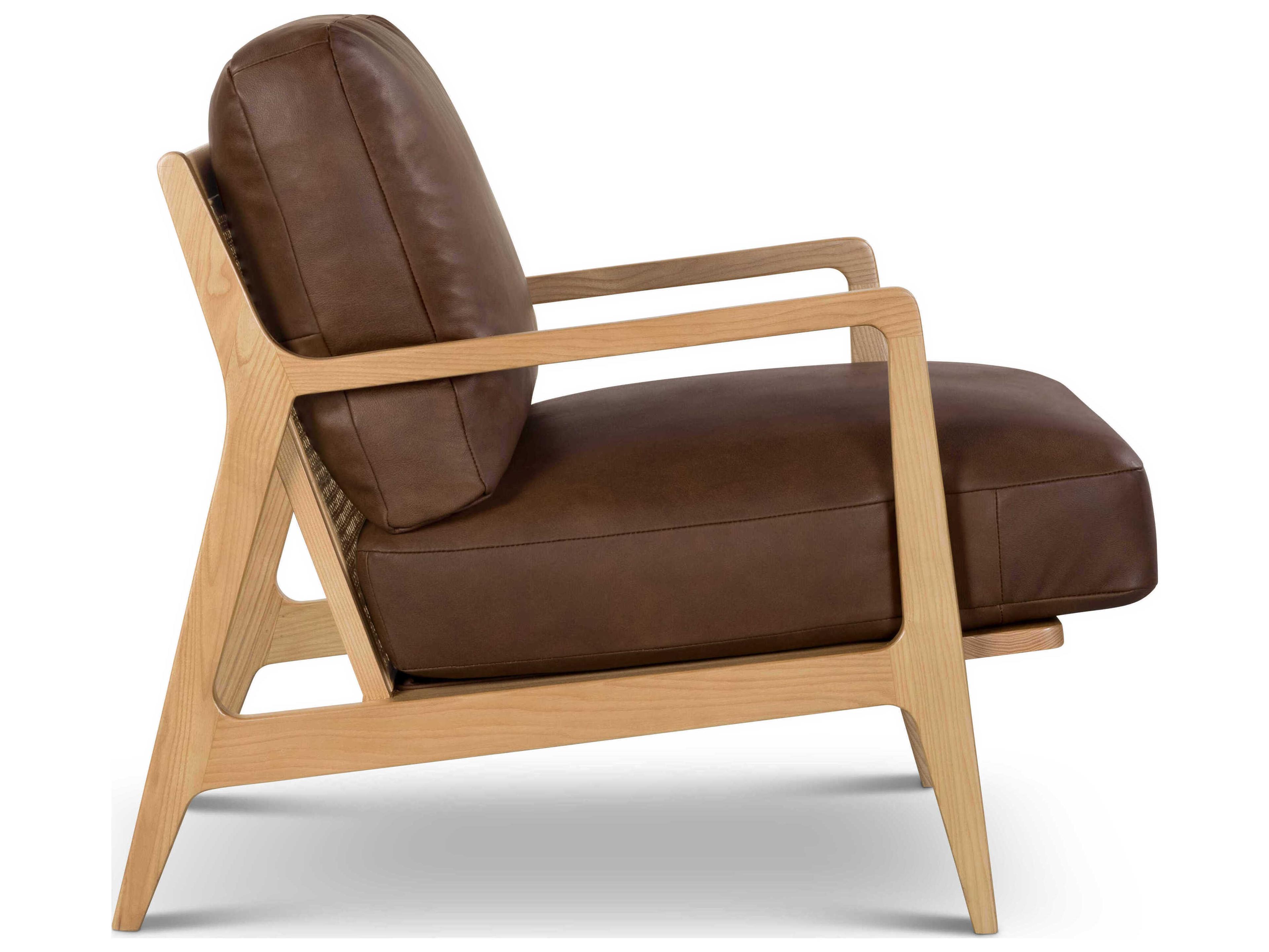 Urbia Carmelo Oak Genuine Leather Accent Chair