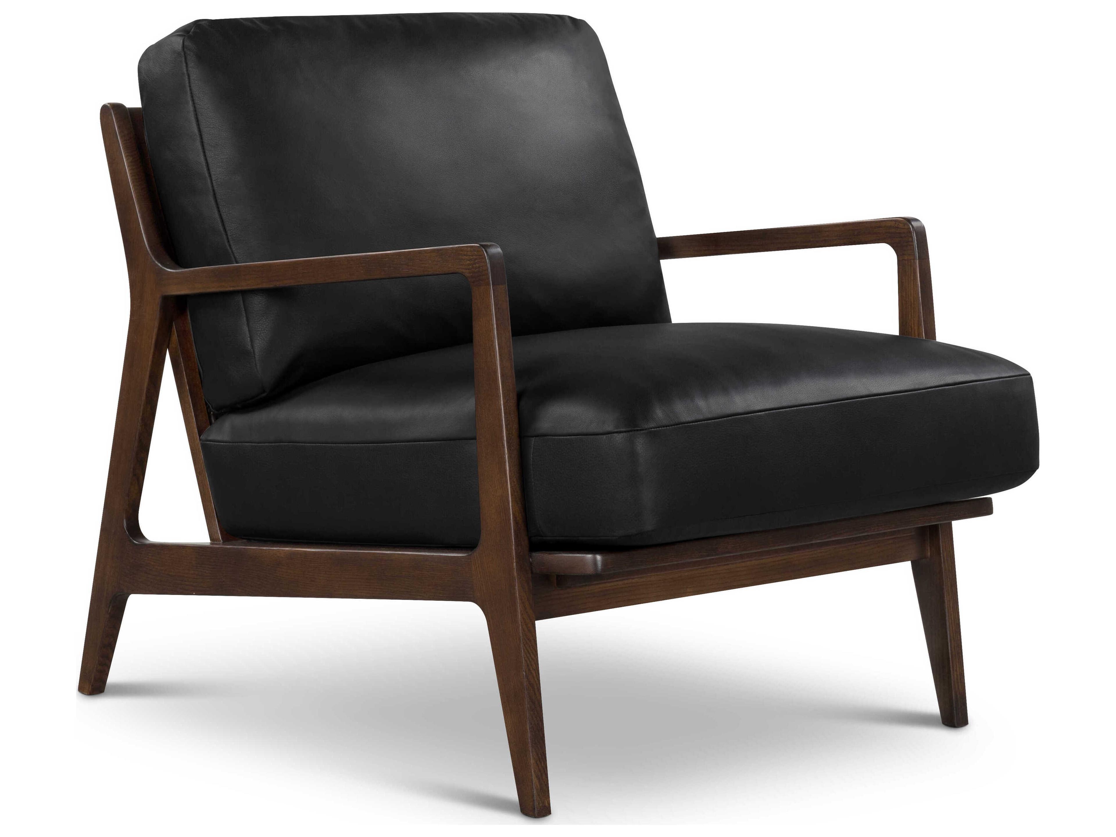 Urbia Carmelo Walnut Genuine Leather Accent Chair