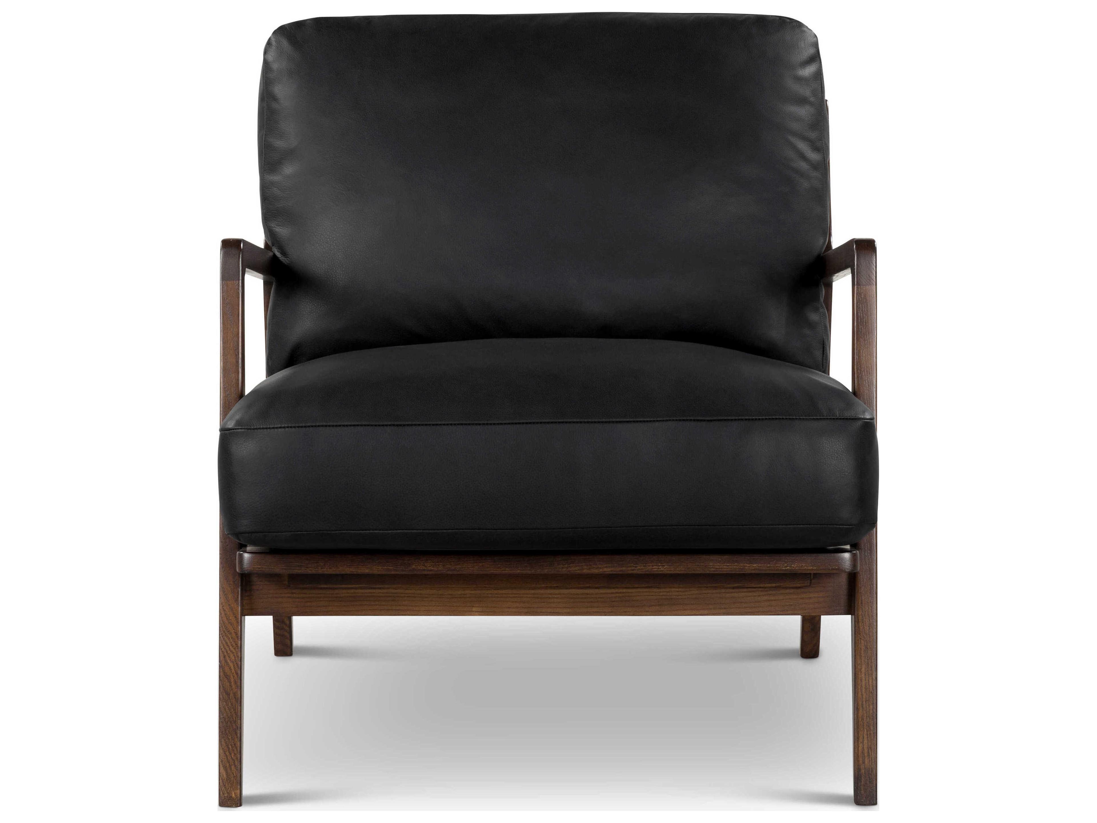 Urbia Carmelo Walnut Genuine Leather Accent Chair