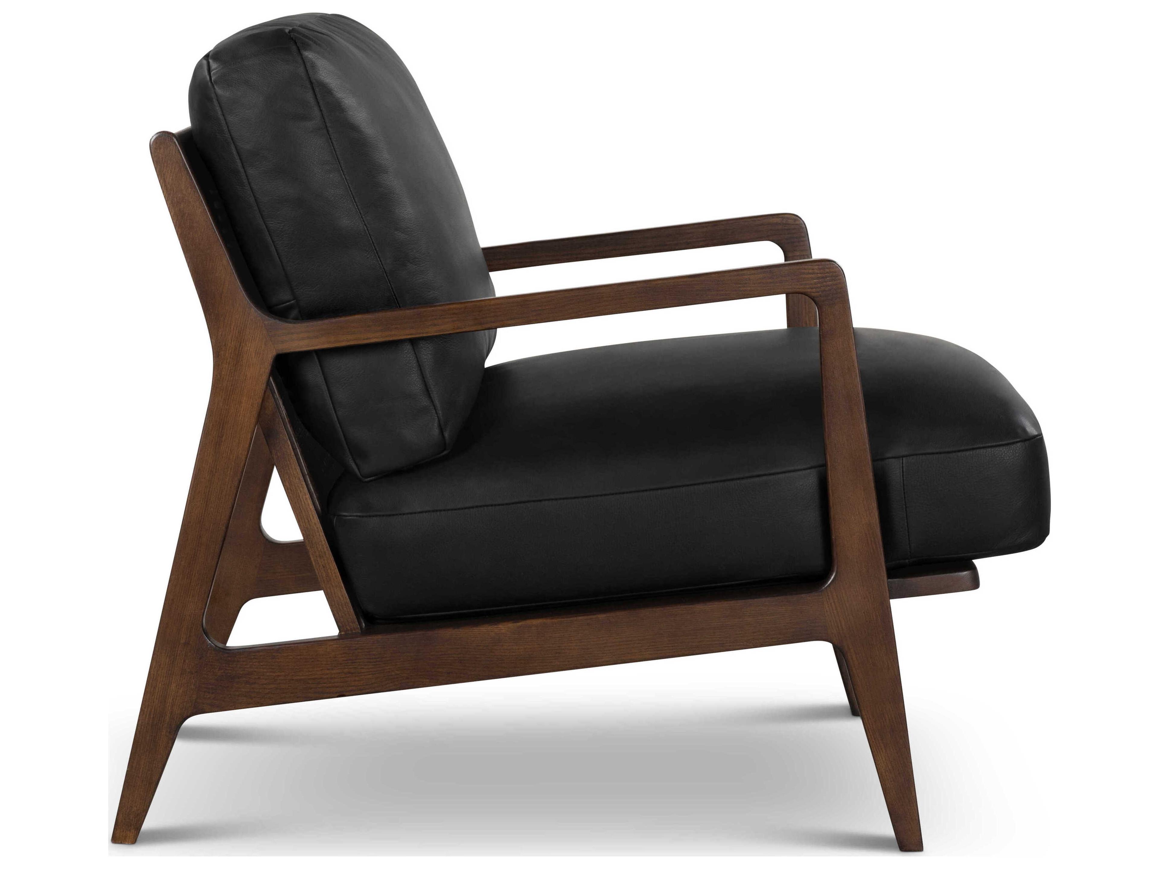 Urbia Carmelo Walnut Genuine Leather Accent Chair