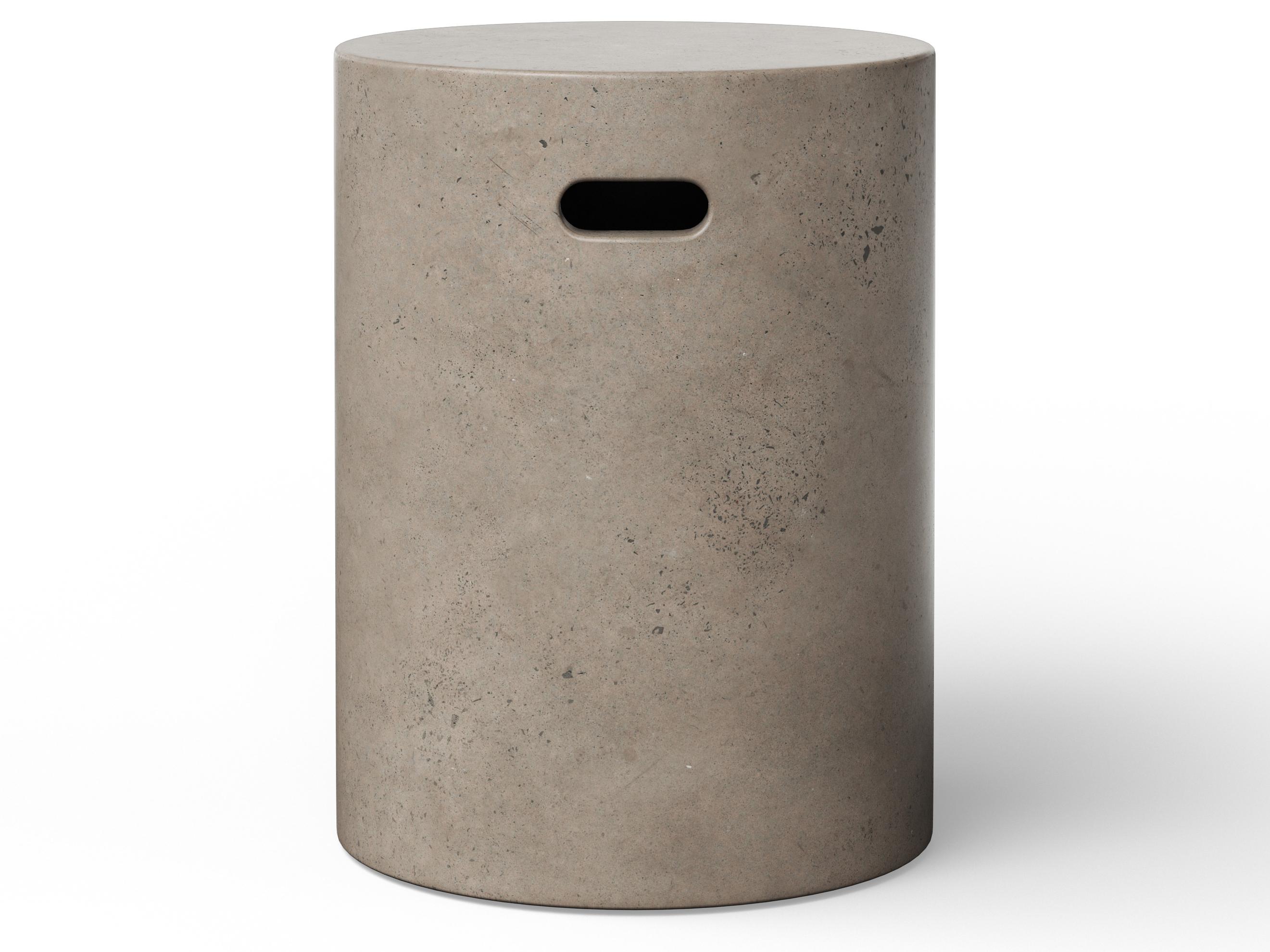 Urbia Cylinder Concrete Dark Grey Gray Accent Stool