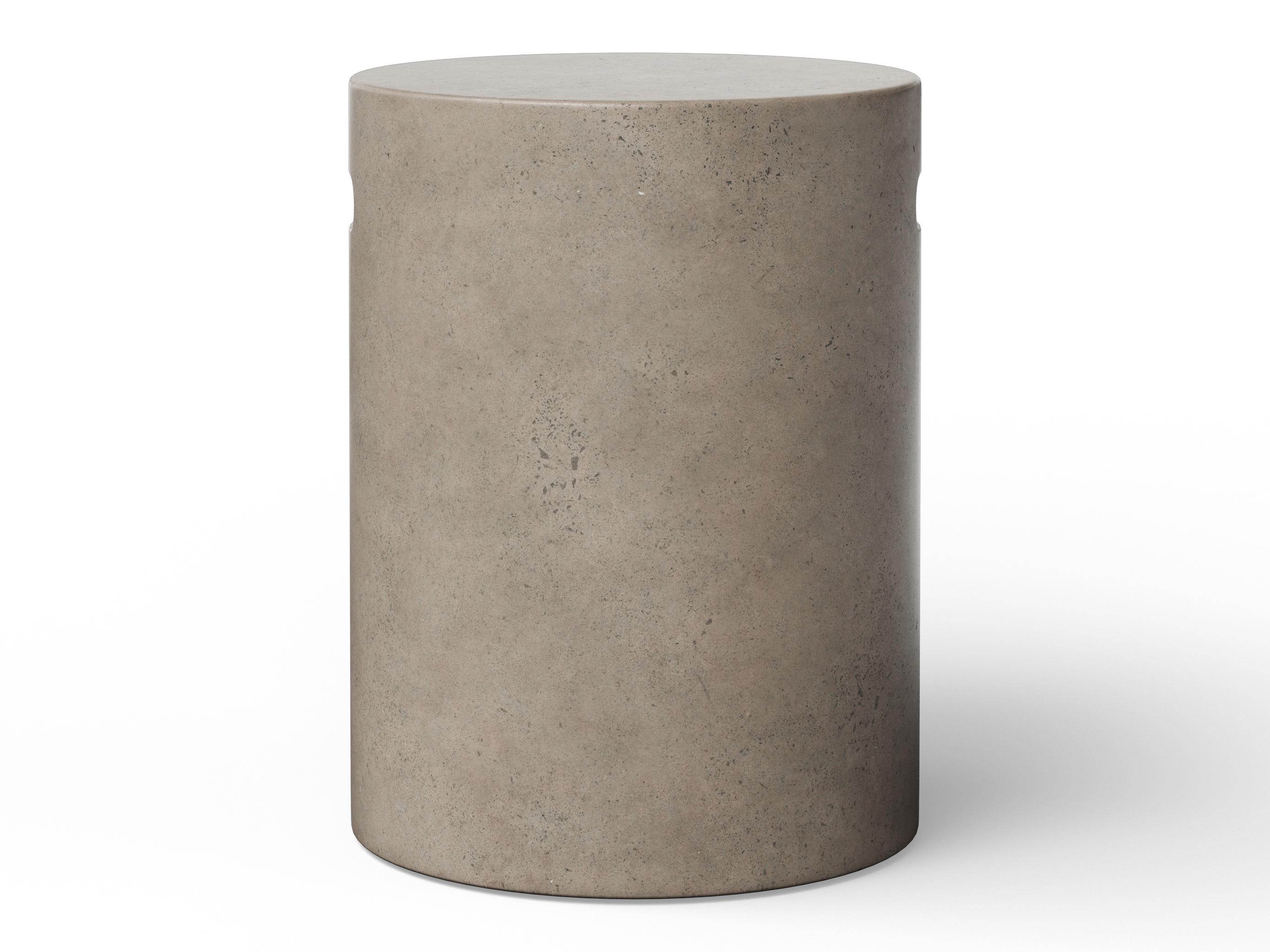 Urbia Cylinder Concrete Dark Grey Gray Accent Stool