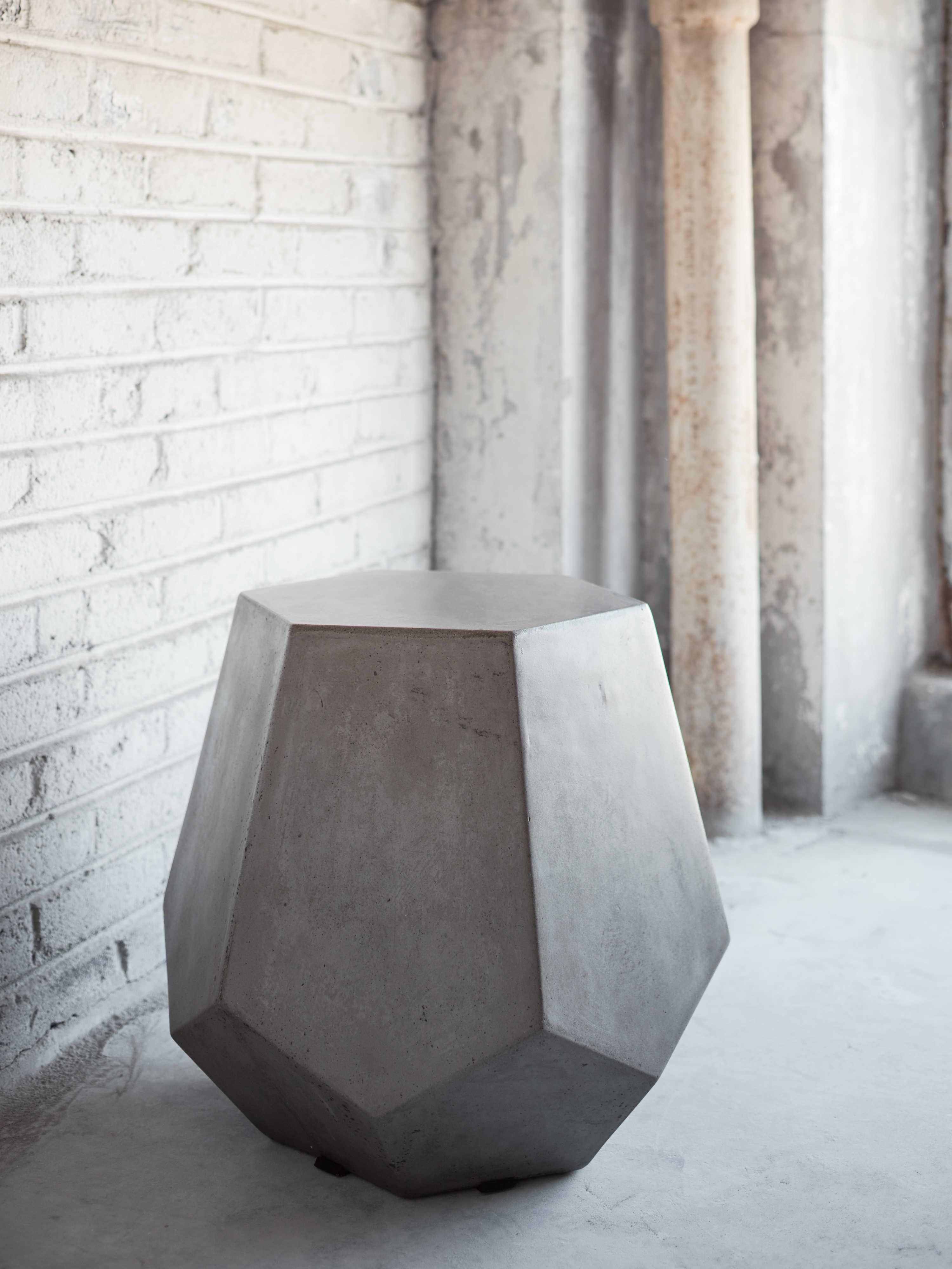 Urbia Faceted Concrete Dark Grey Gray Accent Stool