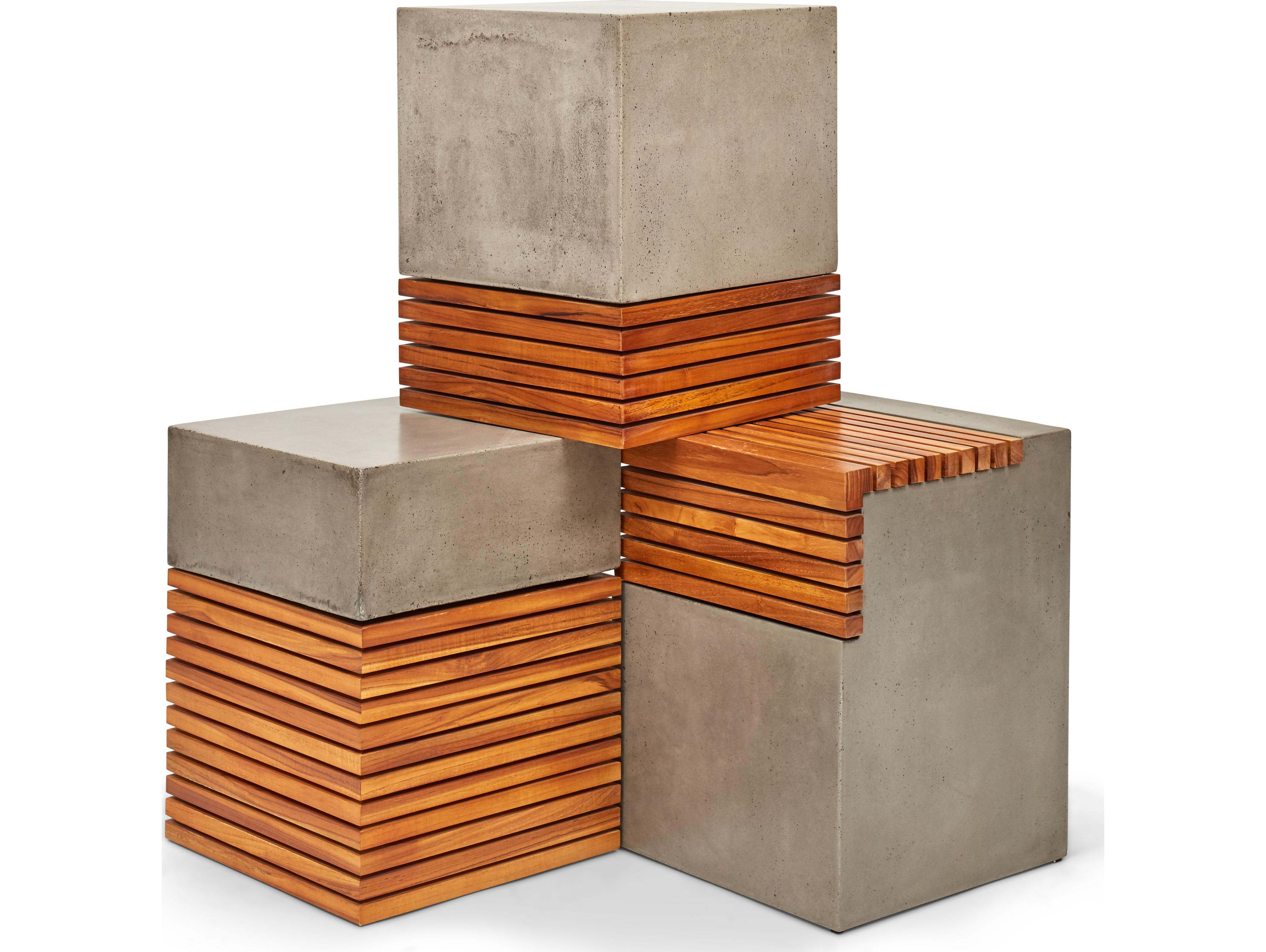 Urbia Stecca Concrete Dark Grey Gray Accent Stool