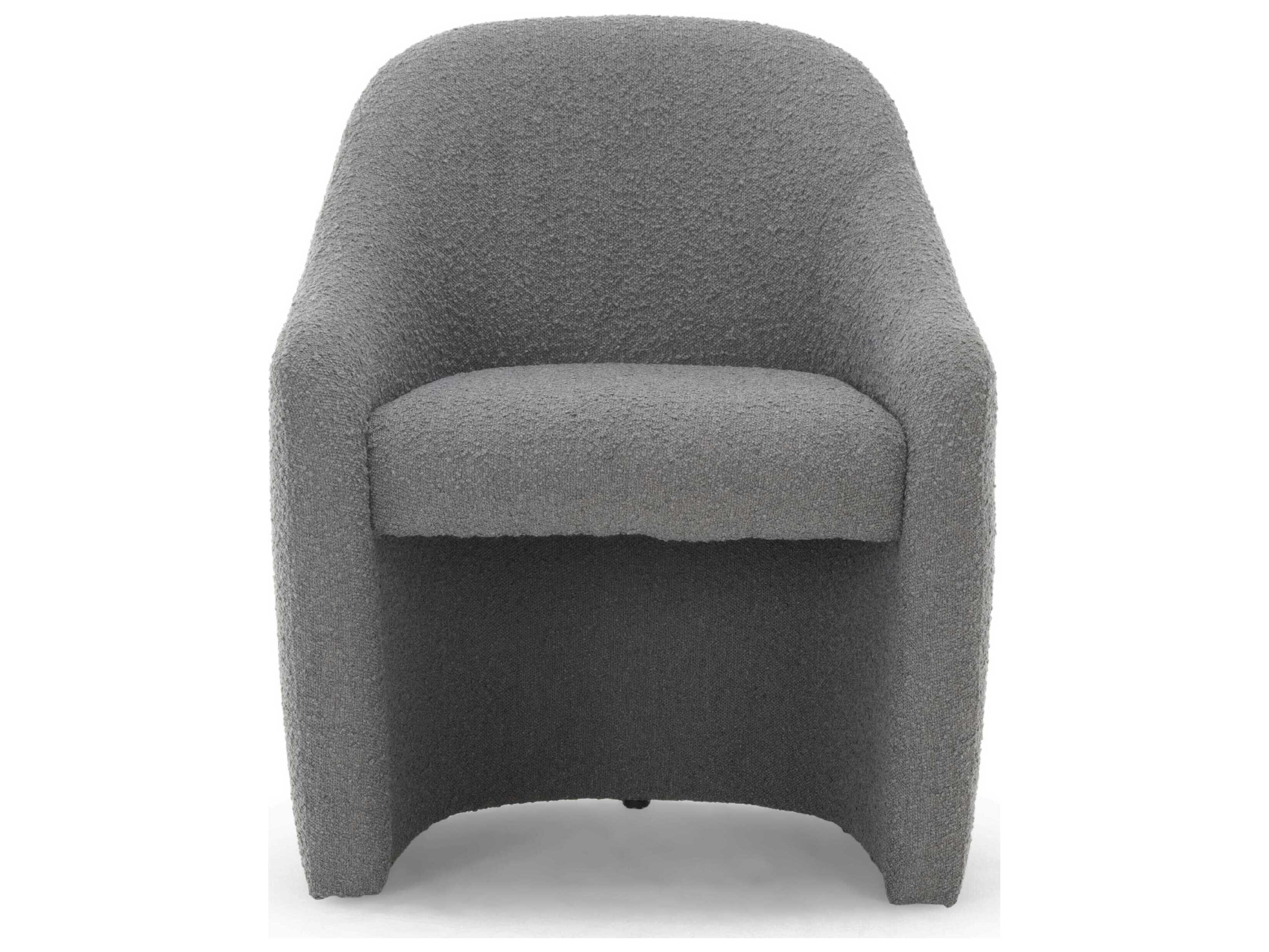 Urbia Metro Nora Pine Wood Gray Upholstered Arm Dining Chair