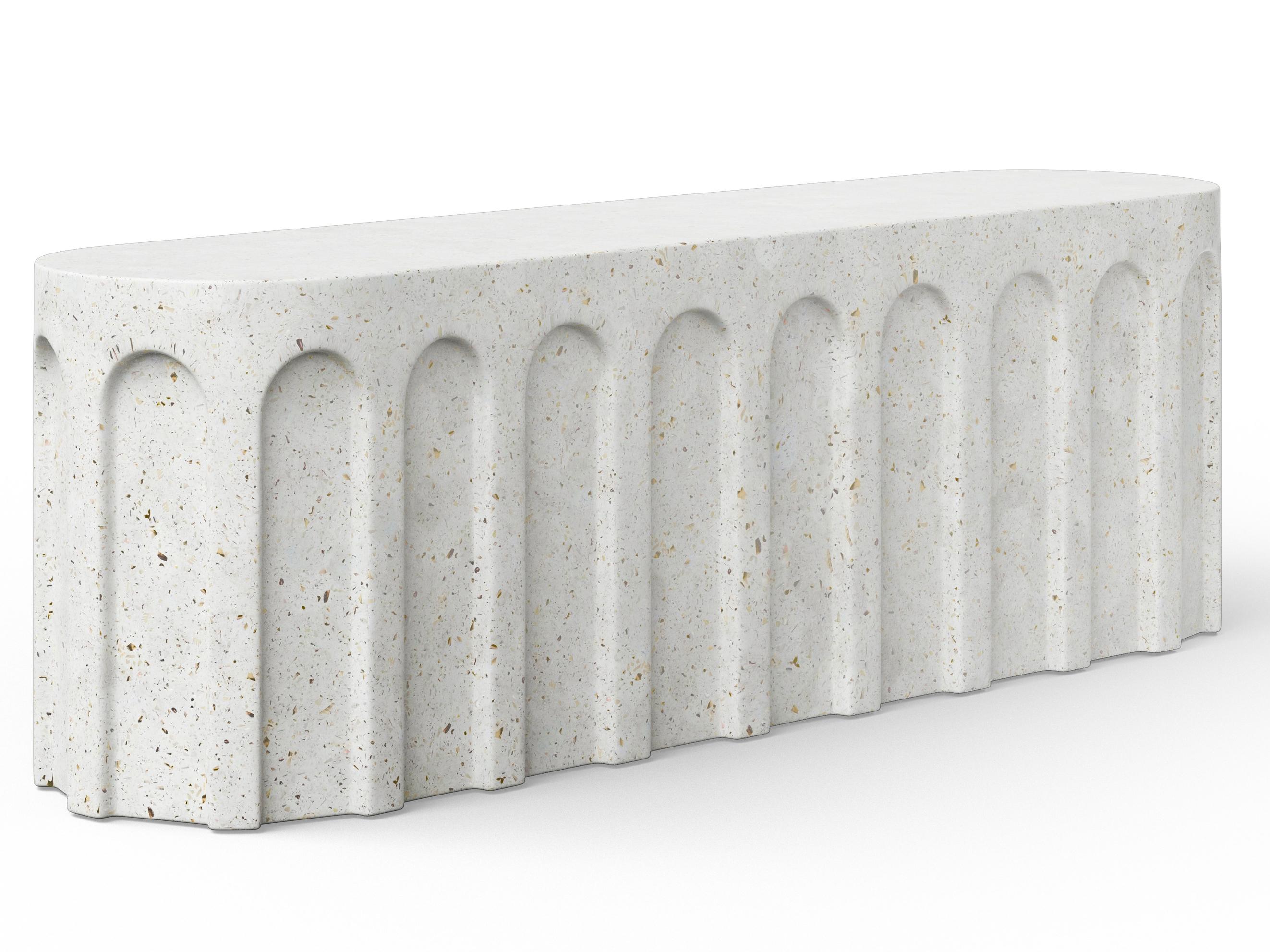 Urbia Outdoor Mixx Ivory Terrazzo Concrete Bench