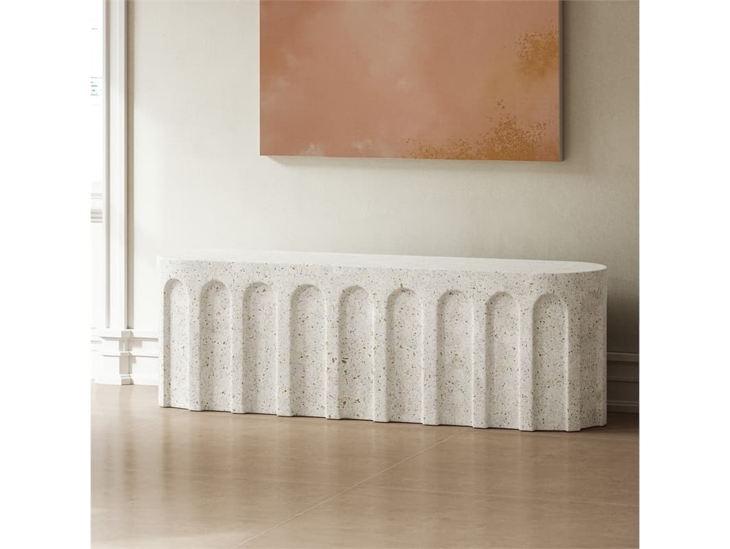 Urbia Outdoor Mixx Ivory Terrazzo Concrete Bench