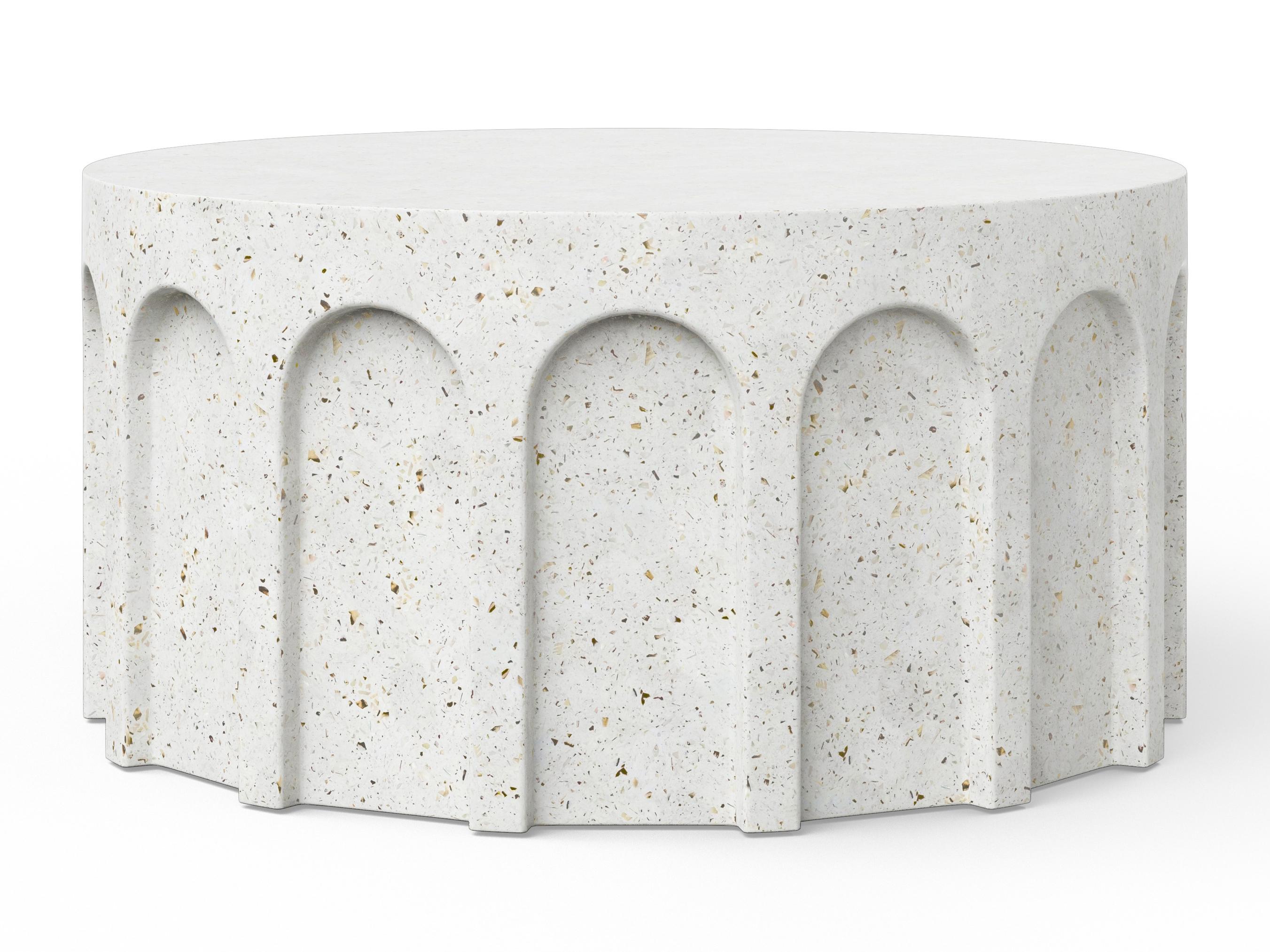 Urbia Outdoor Mixx Ivory Terrazzo Concrete Round Coffee Table