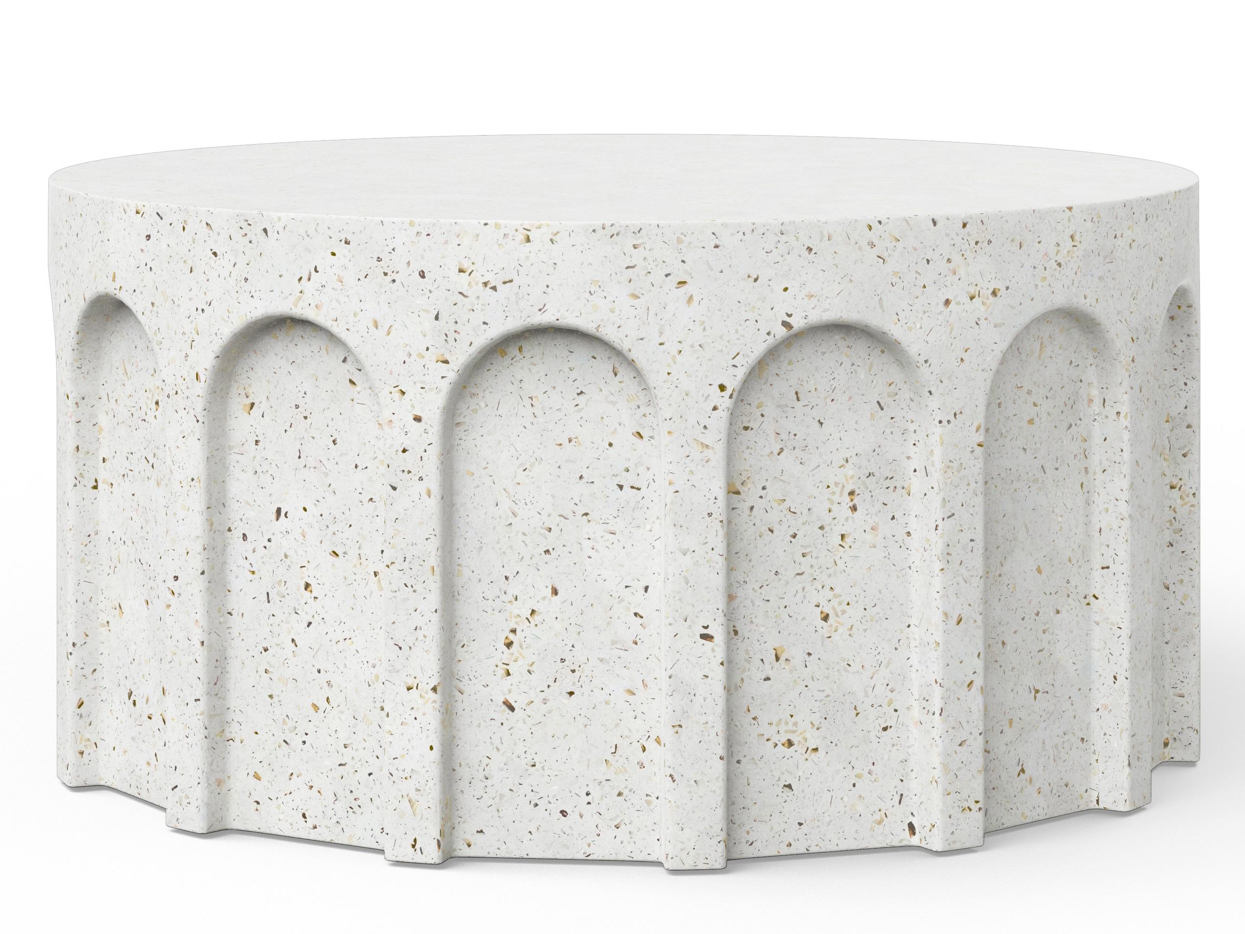 Urbia Outdoor Mixx Ivory Terrazzo Concrete Round Coffee Table