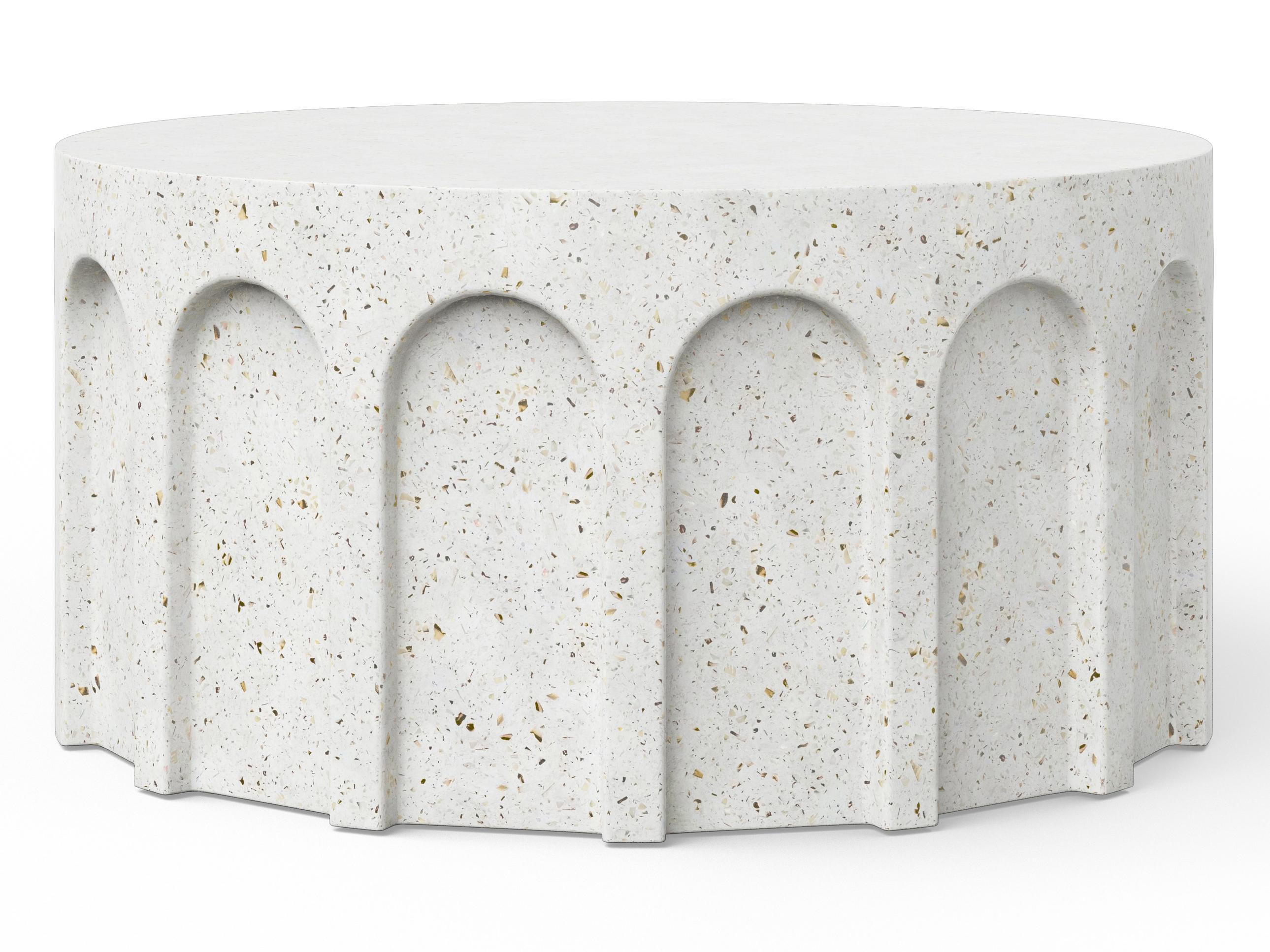 Urbia Outdoor Mixx Ivory Terrazzo Concrete Round Coffee Table