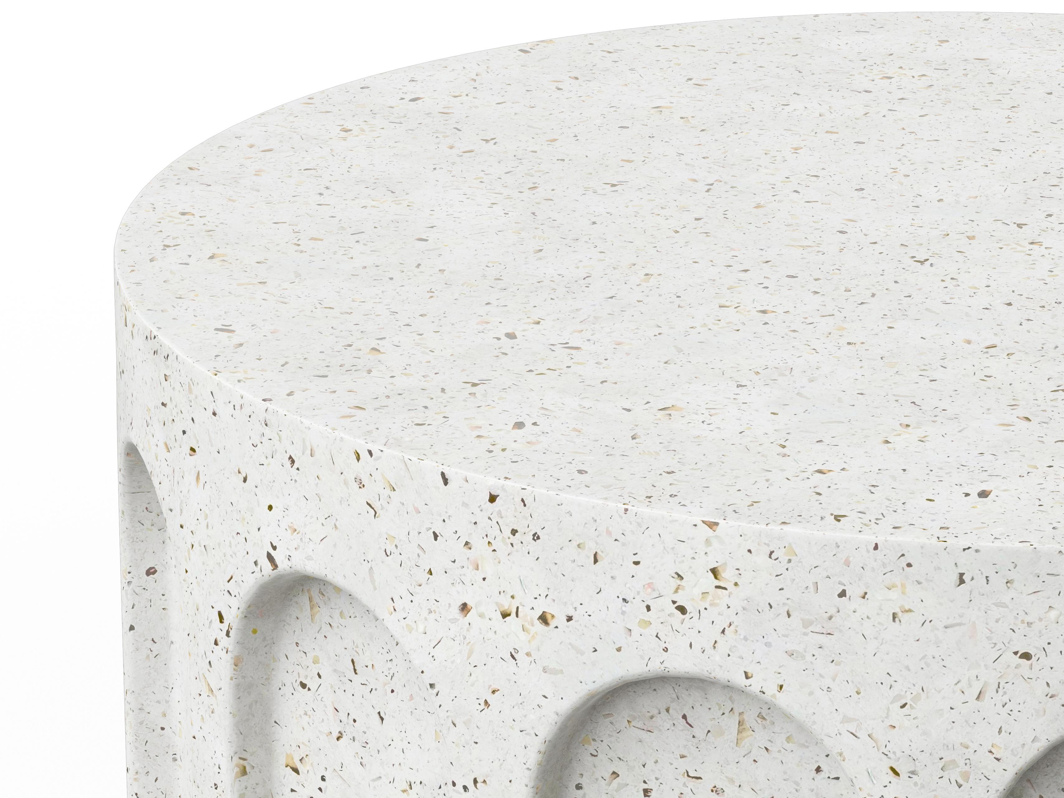Urbia Outdoor Mixx Ivory Terrazzo Concrete Round Coffee Table