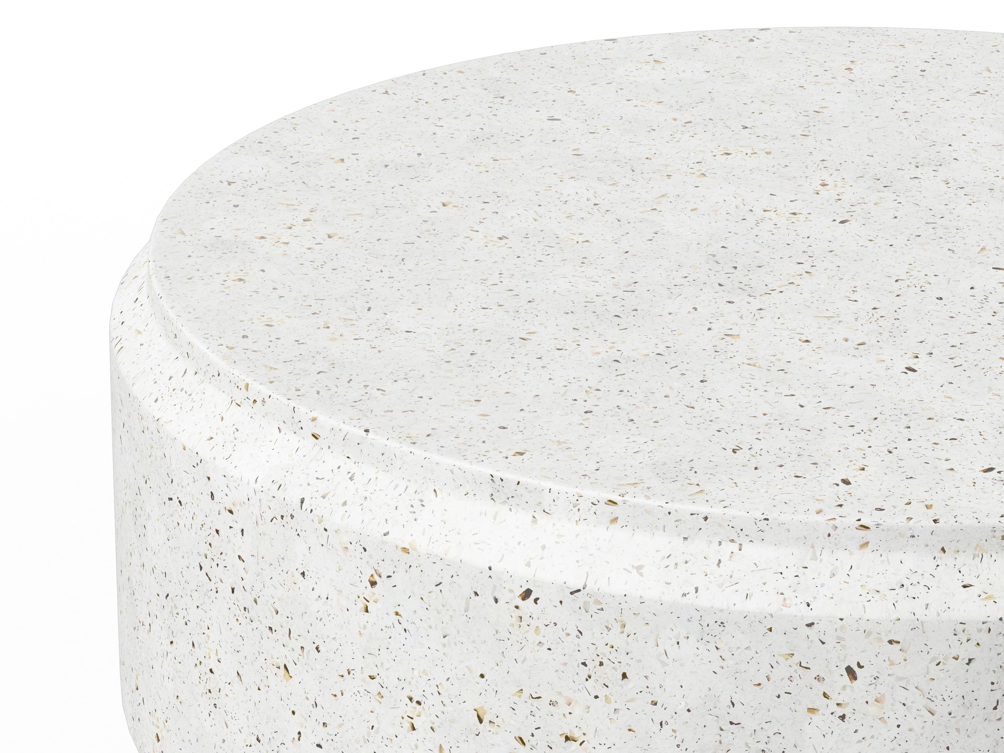 Urbia Outdoor Mixx Ivory Terrazzo Concrete Round Coffee Table