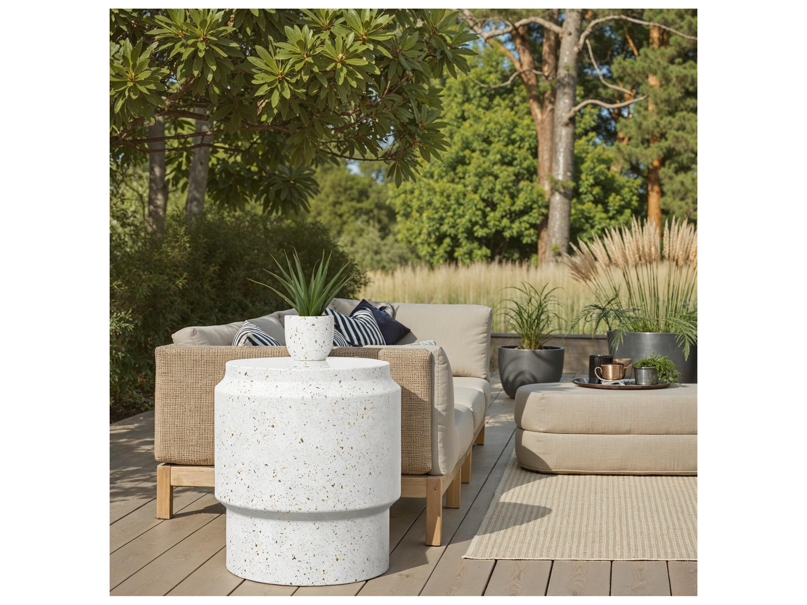 Urbia Outdoor Mixx Ivory Terrazzo Concrete Bar Stool