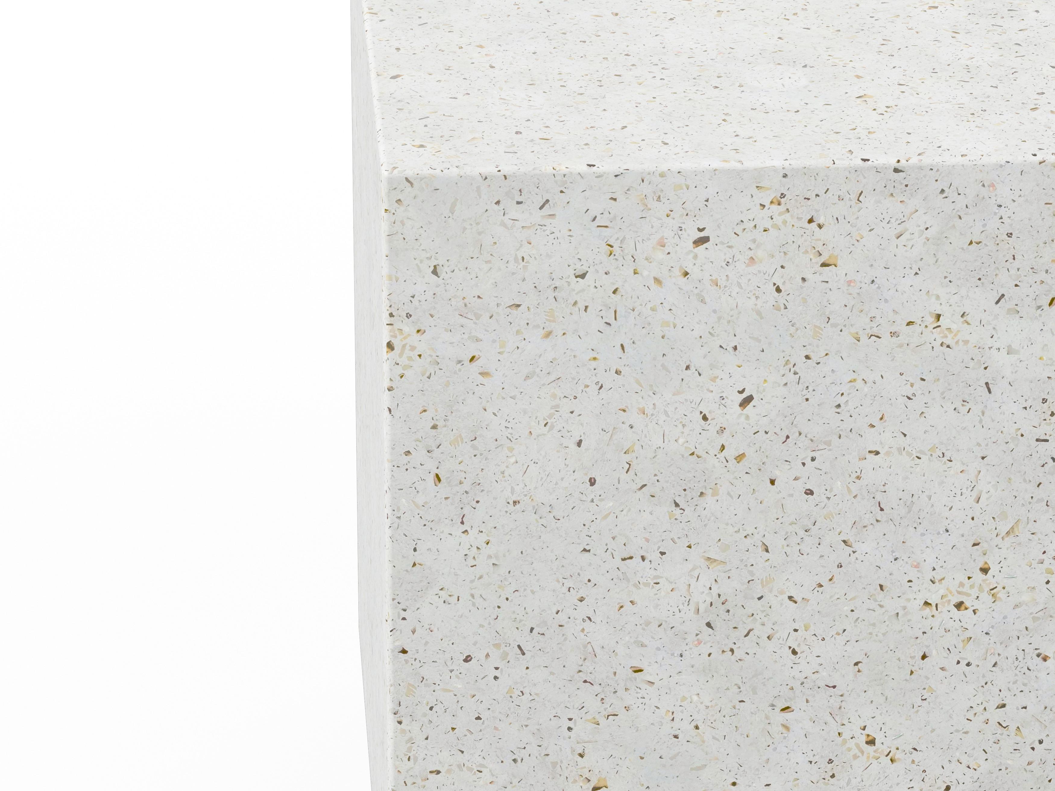 Urbia Outdoor Mixx Ivory Terrazzo Concrete Square End Table