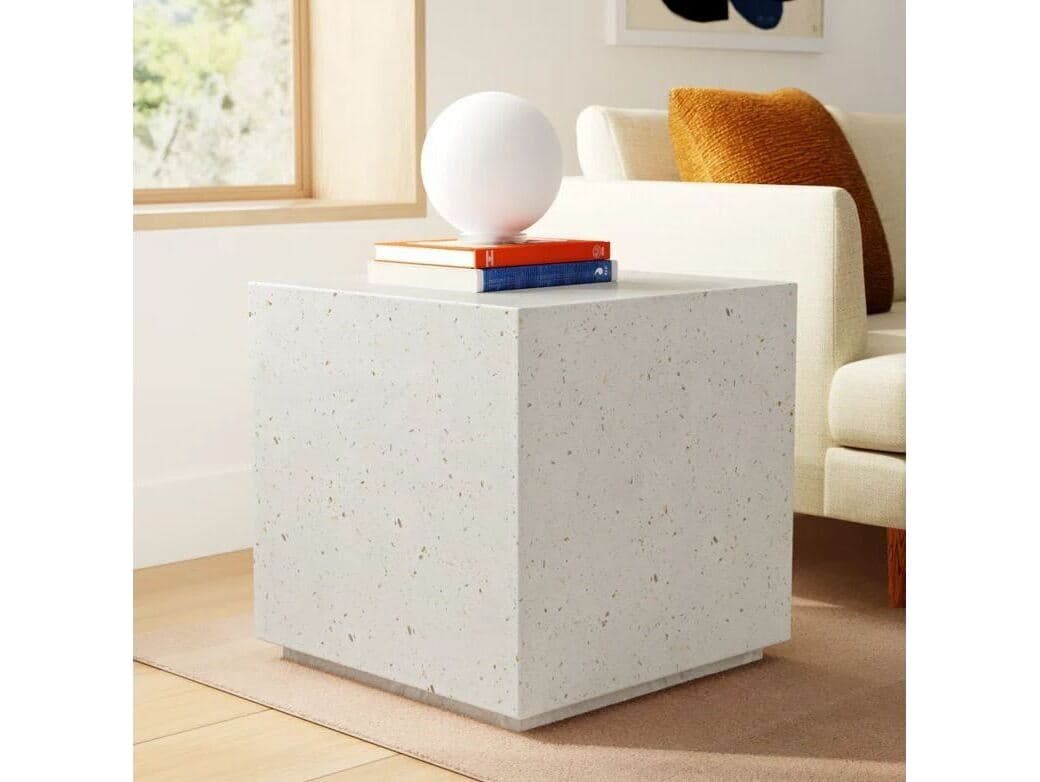 Urbia Outdoor Mixx Ivory Terrazzo Concrete Square End Table