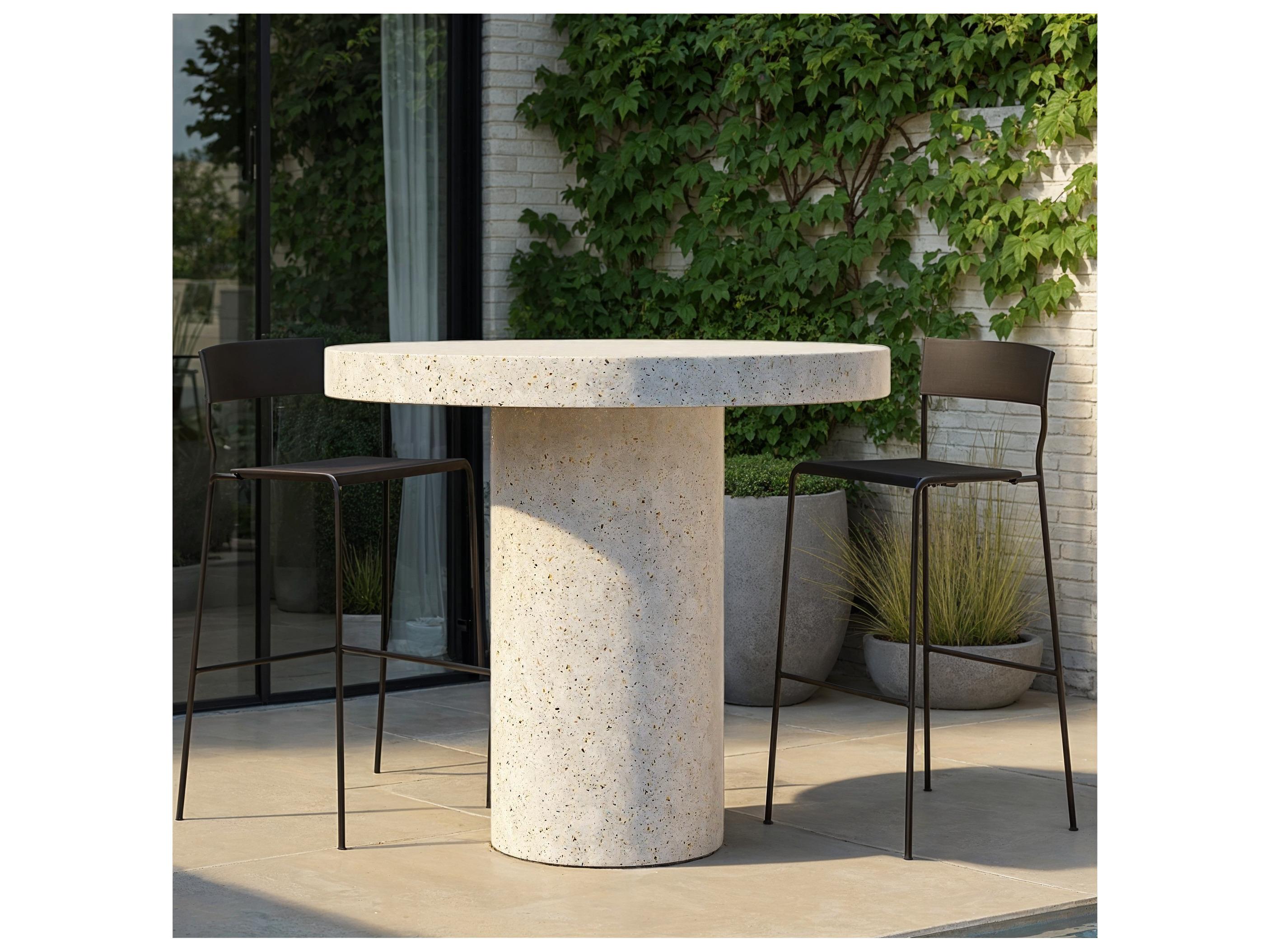 Urbia Outdoor Mixx Ivory Terrazzo Concrete Round Bar Table