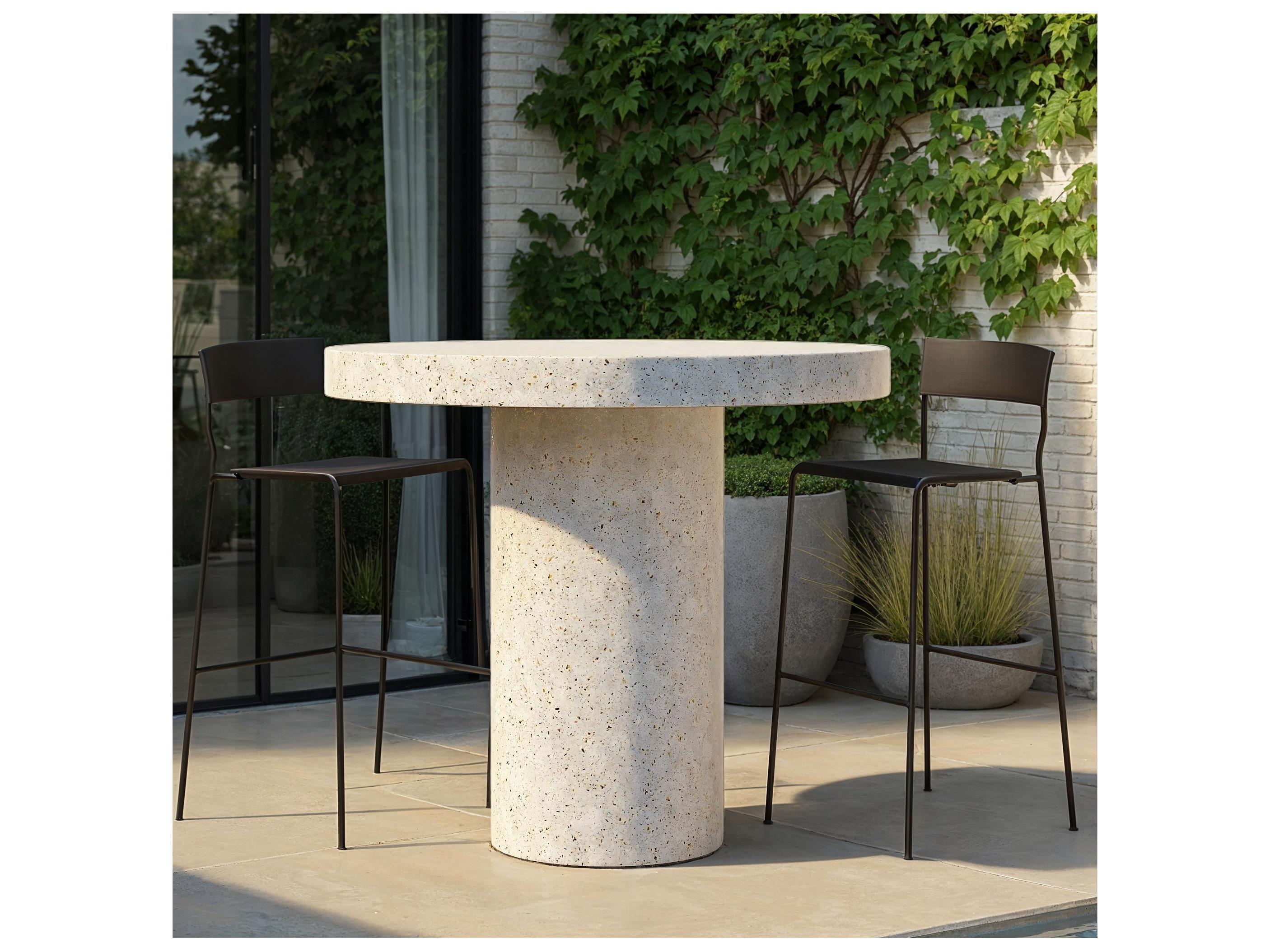 Urbia Outdoor Mixx Ivory Terrazzo Concrete Round Bar Table