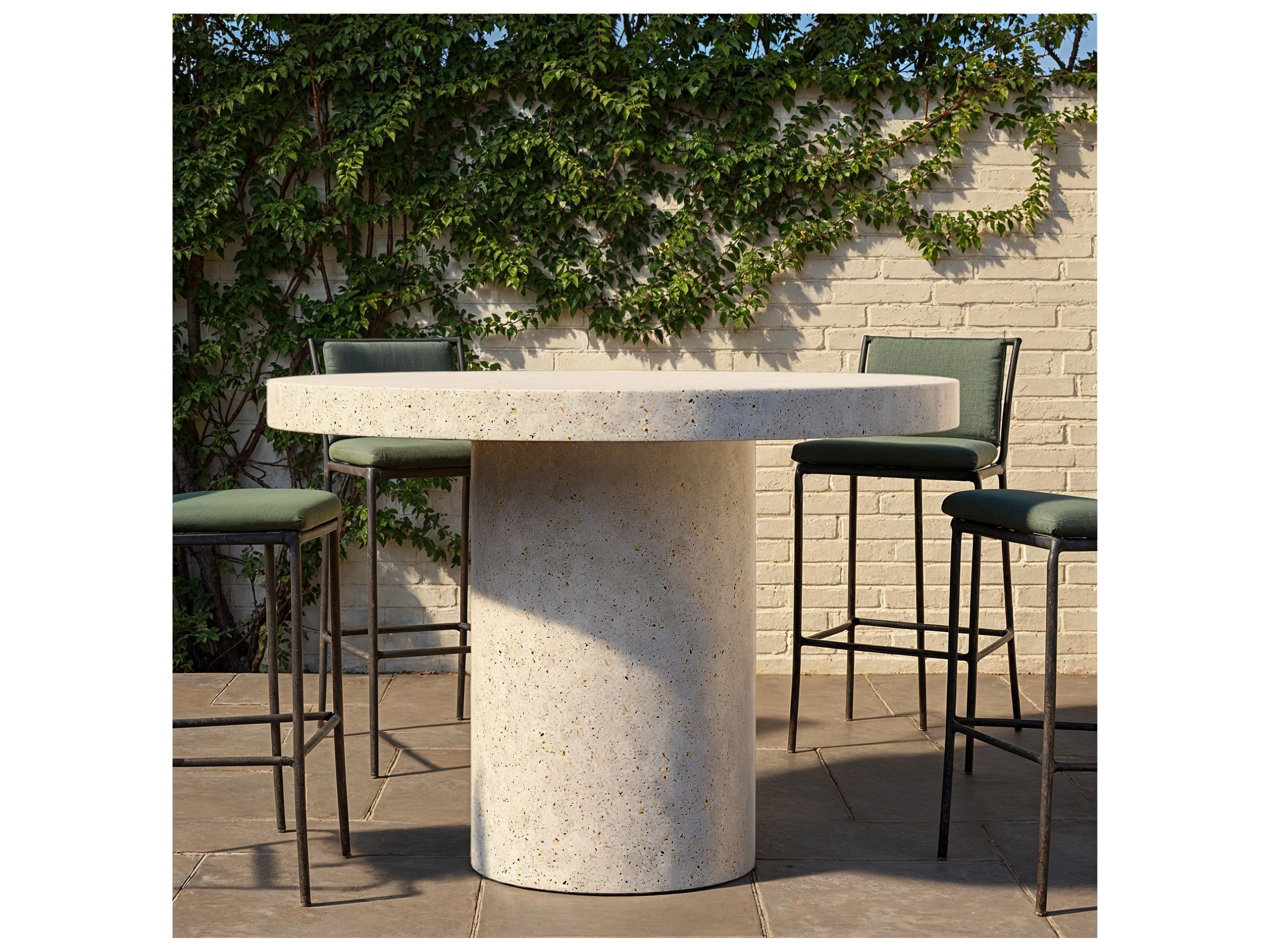 Urbia Outdoor Mixx Ivory Terrazzo Concrete Round Bar Table