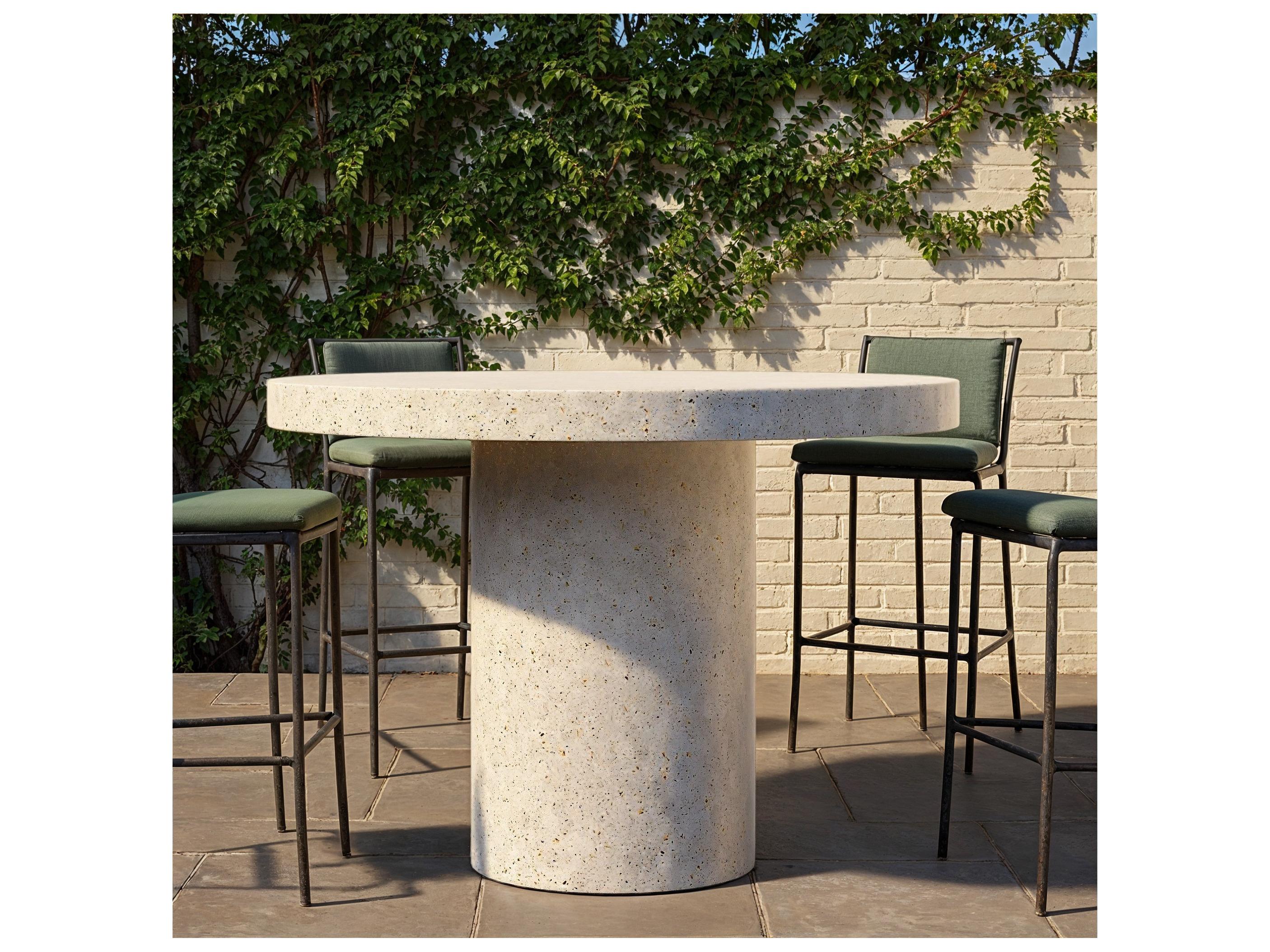 Urbia Outdoor Mixx Ivory Terrazzo Concrete Round Bar Table