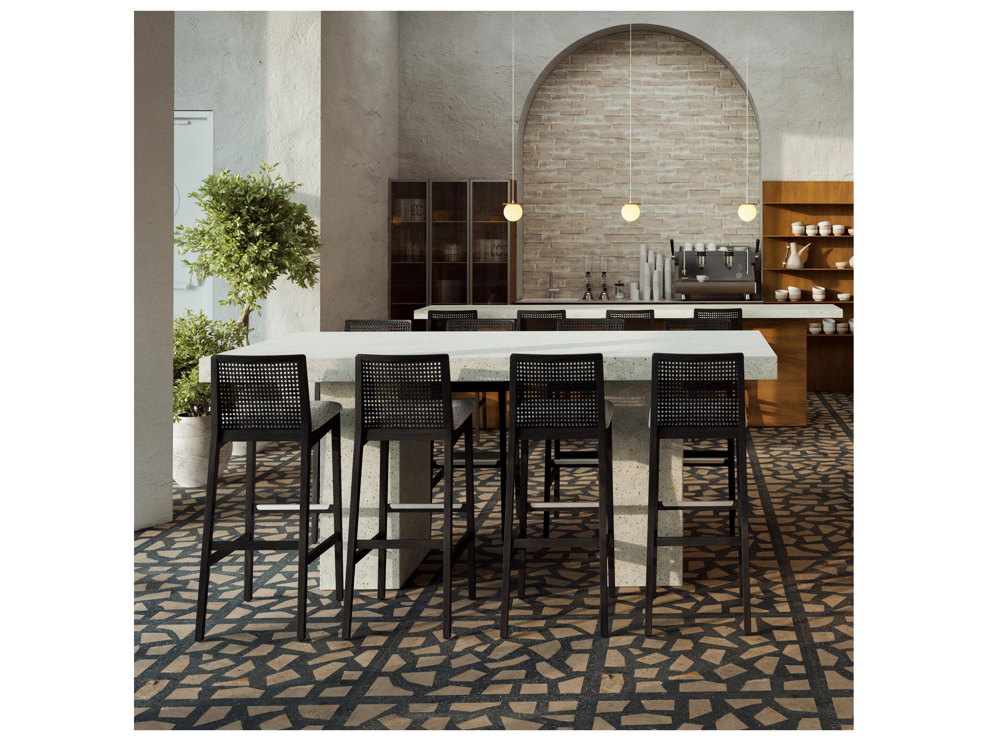 Urbia Outdoor Mixx Ivory Terrazzo Concrete Rectangular Bar Table