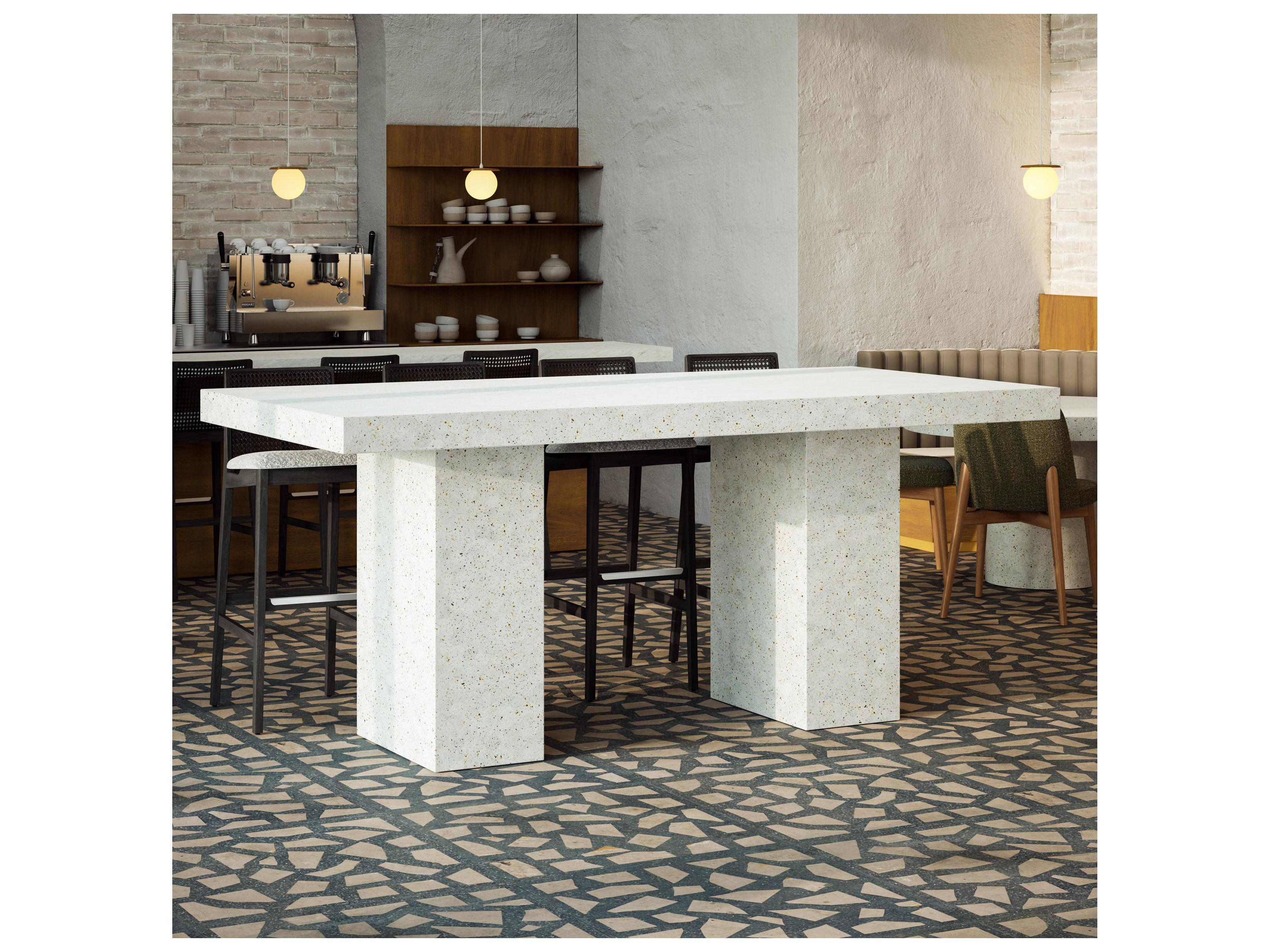 Urbia Outdoor Mixx Ivory Terrazzo Concrete Rectangular Bar Table