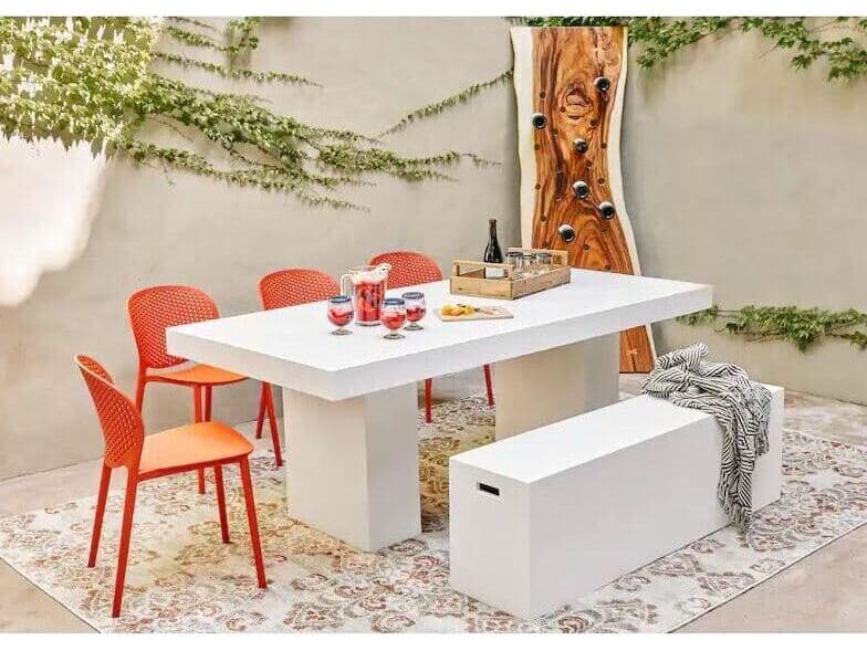 Urbia Outdoor Mixx Ivory Terrazzo Concrete Rectangular Counter Table