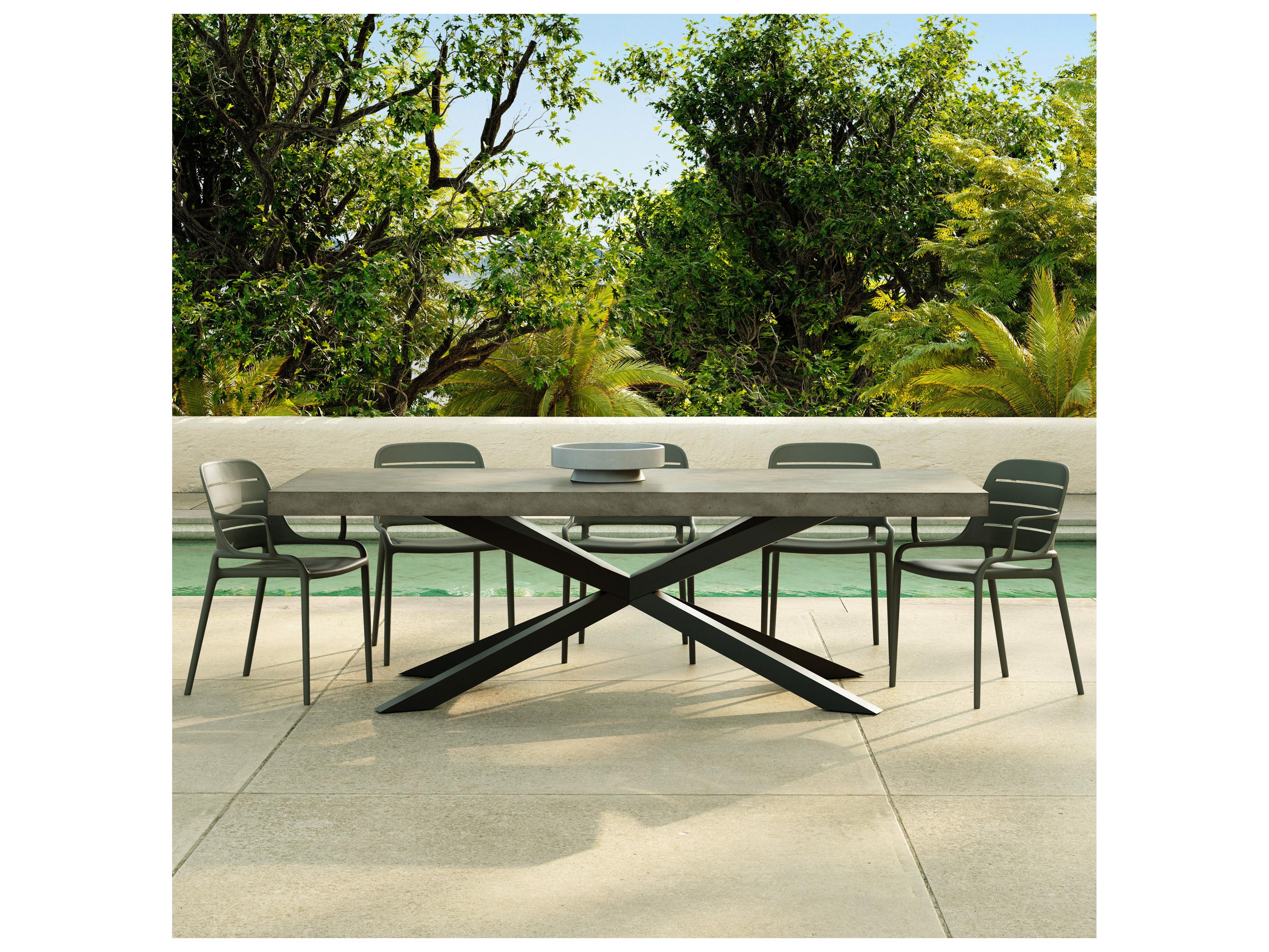 Urbia Outdoor Mixx Dark Grey Black Concrete Rectangular Dining Table