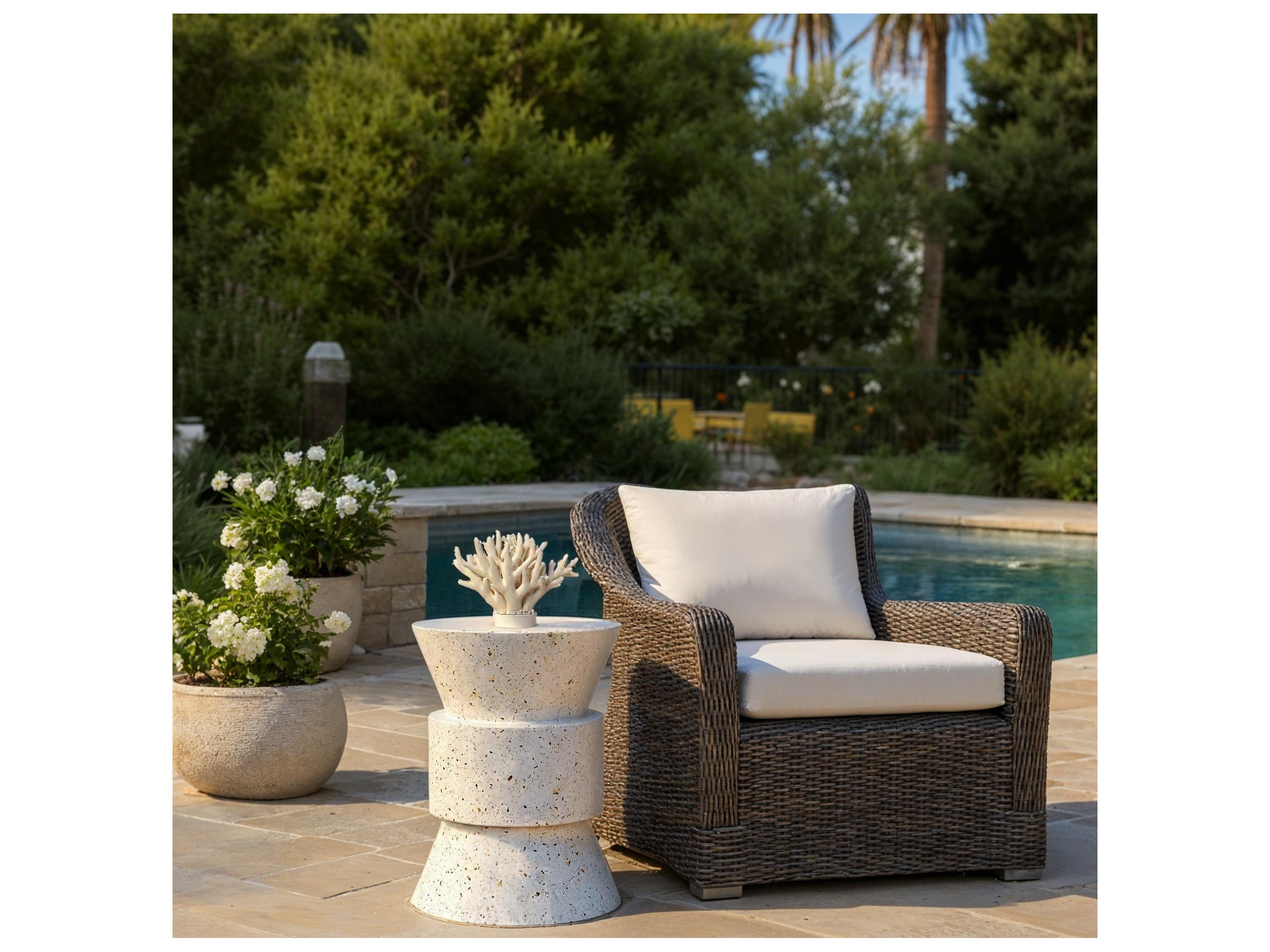 Urbia Outdoor Mixx Ivory Terrazzo Concrete Bar Stool