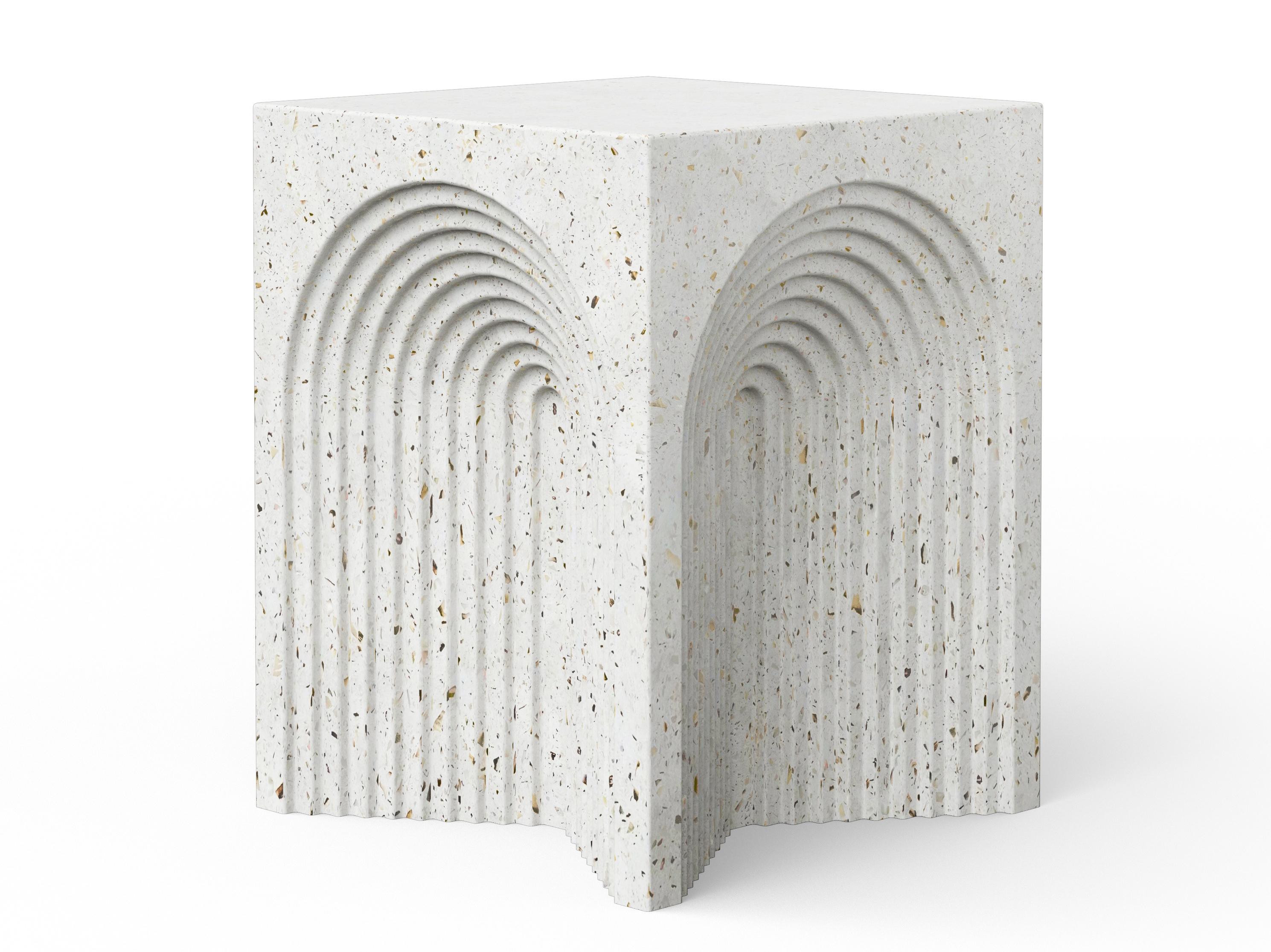 Urbia Outdoor Mixx Ivory Terrazzo Concrete Bar Stool