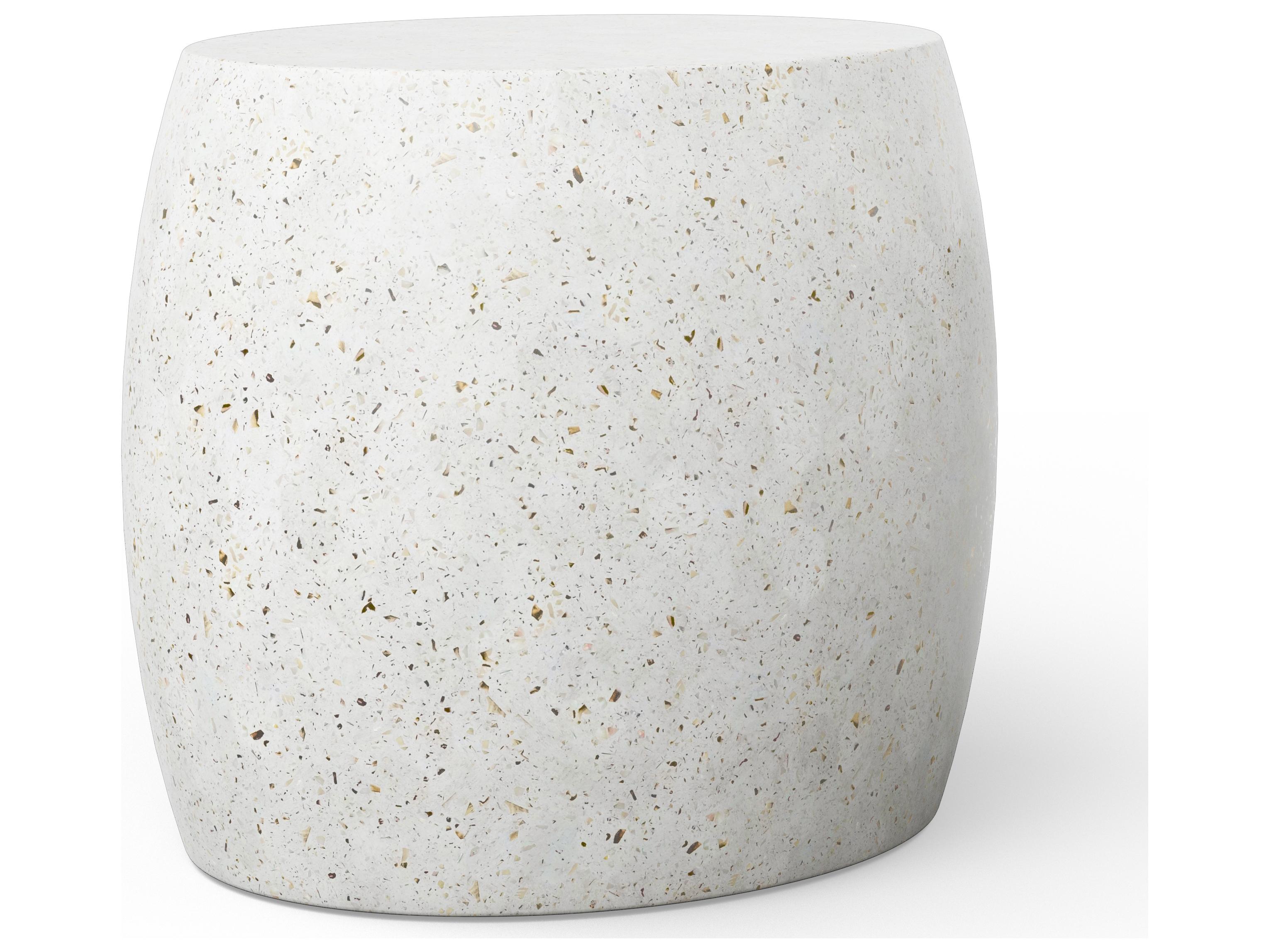 Urbia Outdoor Mixx Ivory Terrazzo Concrete Round End Table