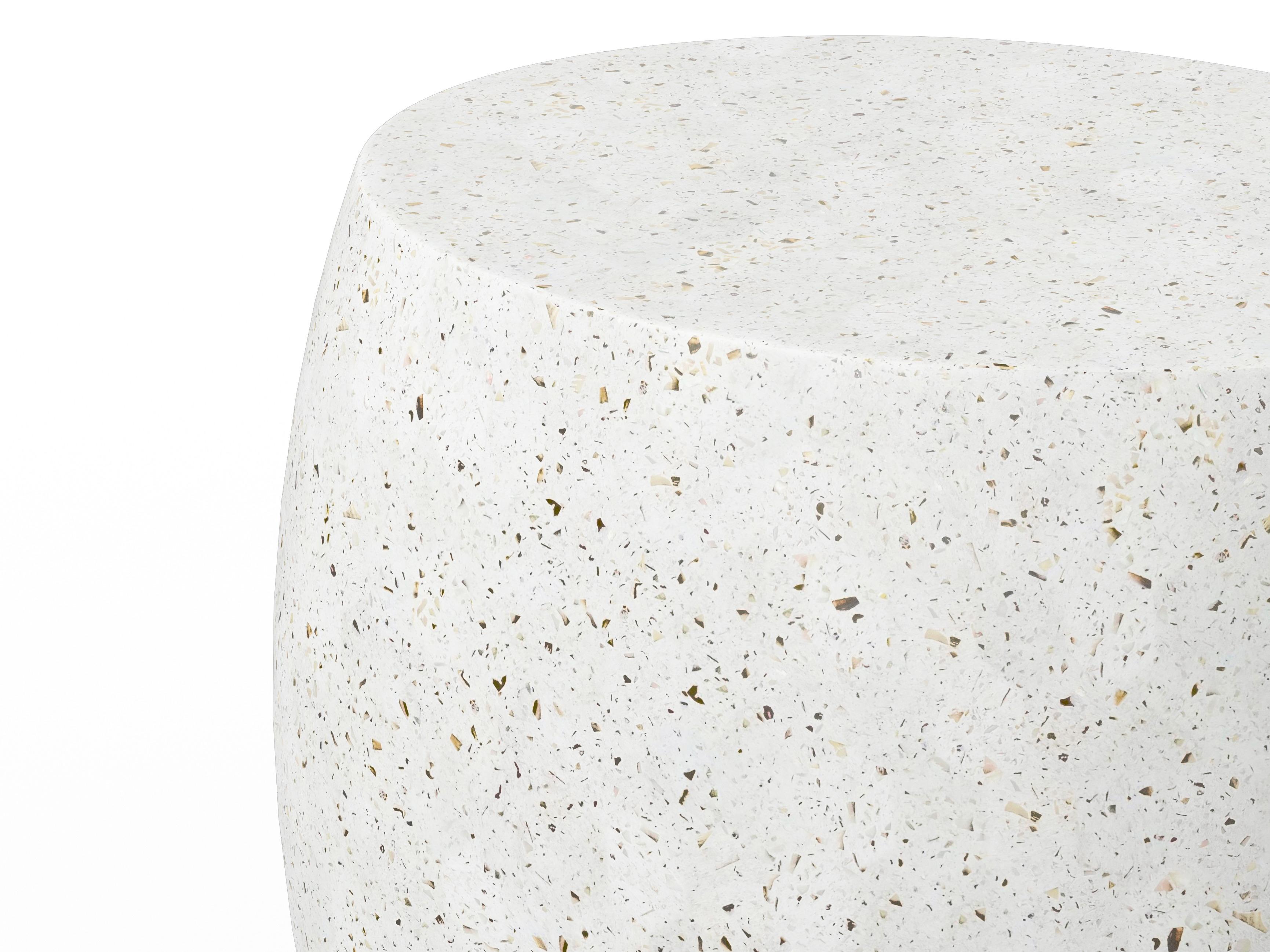 Urbia Outdoor Mixx Ivory Terrazzo Concrete Round End Table