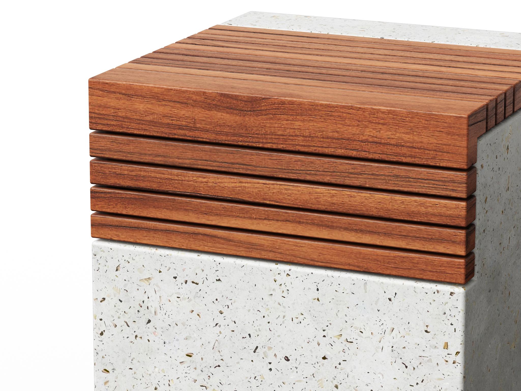 Urbia Outdoor Mixx Ivory Terrazzo Natural Concrete Teak Bar Stool