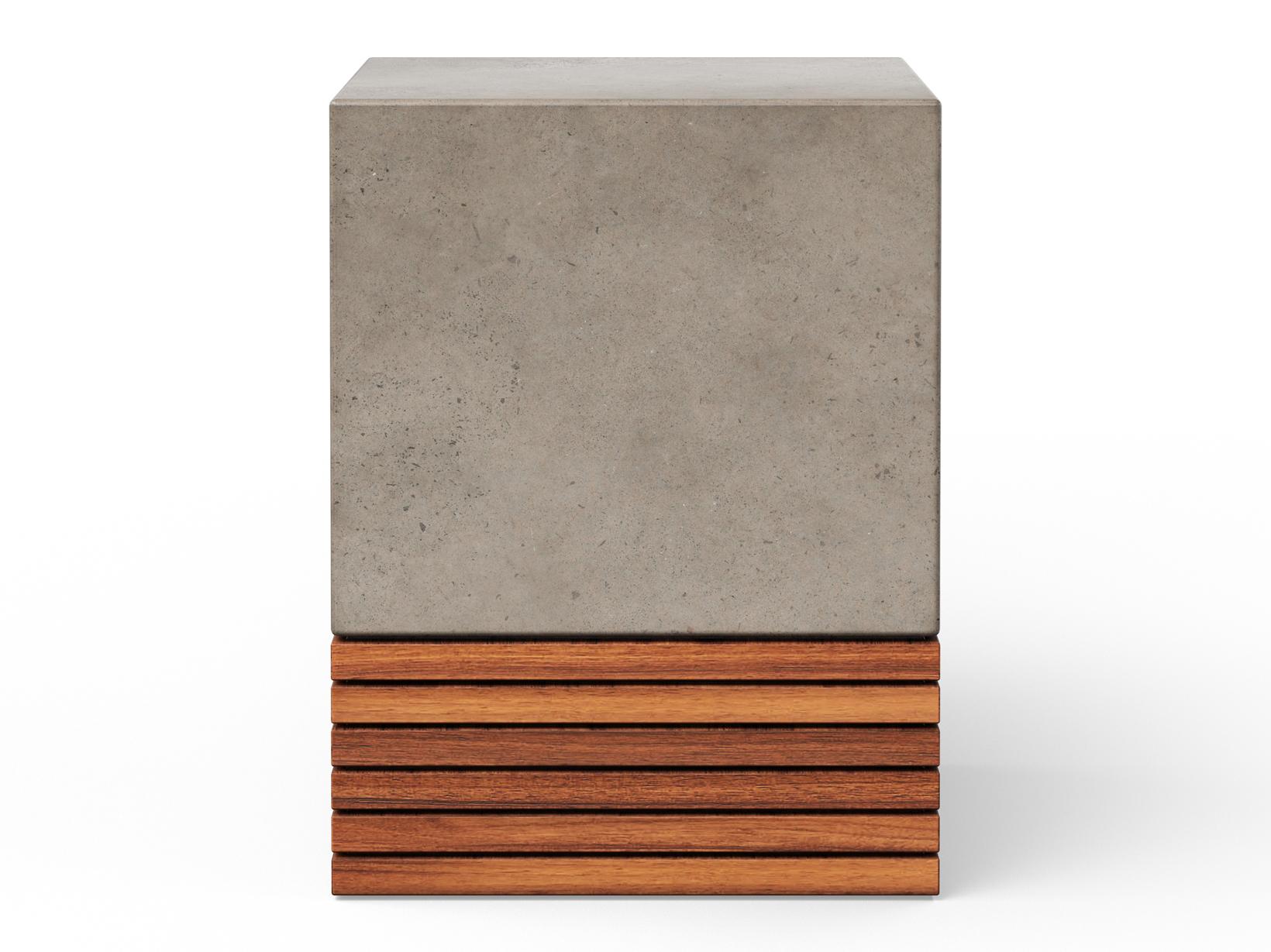 Urbia Outdoor Mixx Dark Grey Natural Teak Concrete Bar Stool