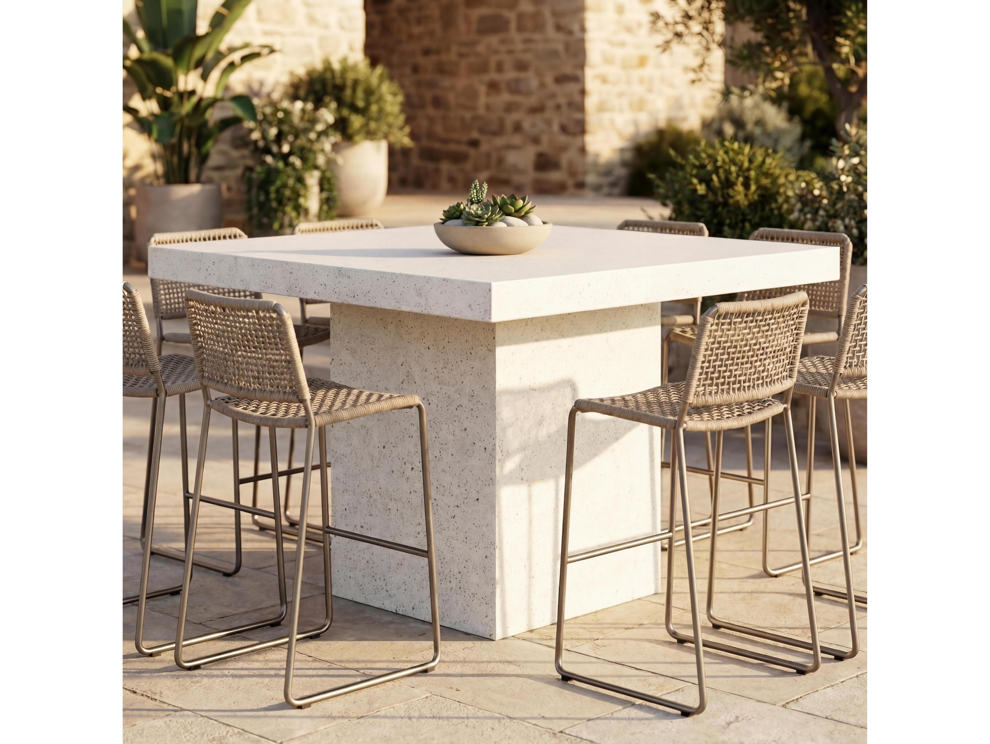 Urbia Outdoor Mixx Ivory Terrazzo Concrete Square Bar Table