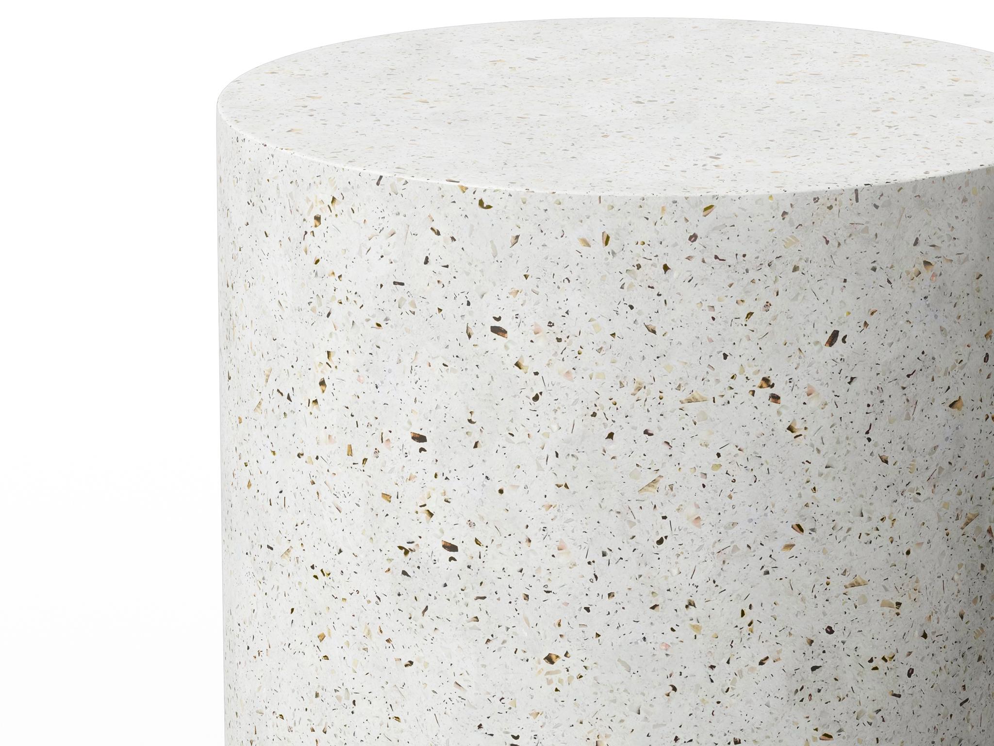 Urbia Outdoor Mixx Ivory Terrazzo Concrete Round End Table