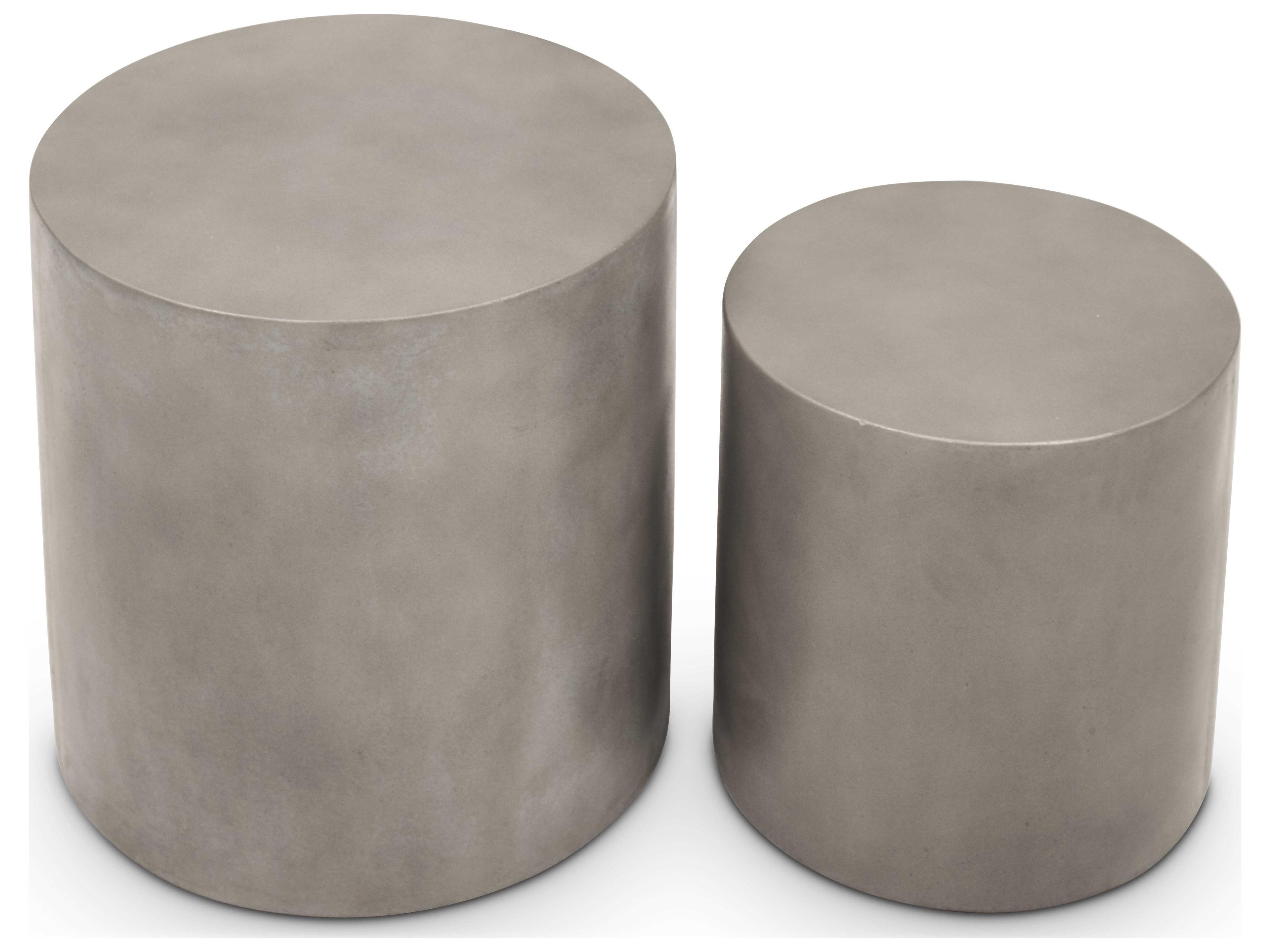 Urbia Outdoor Una Dark Grey Concrete Round End Table Set of 2