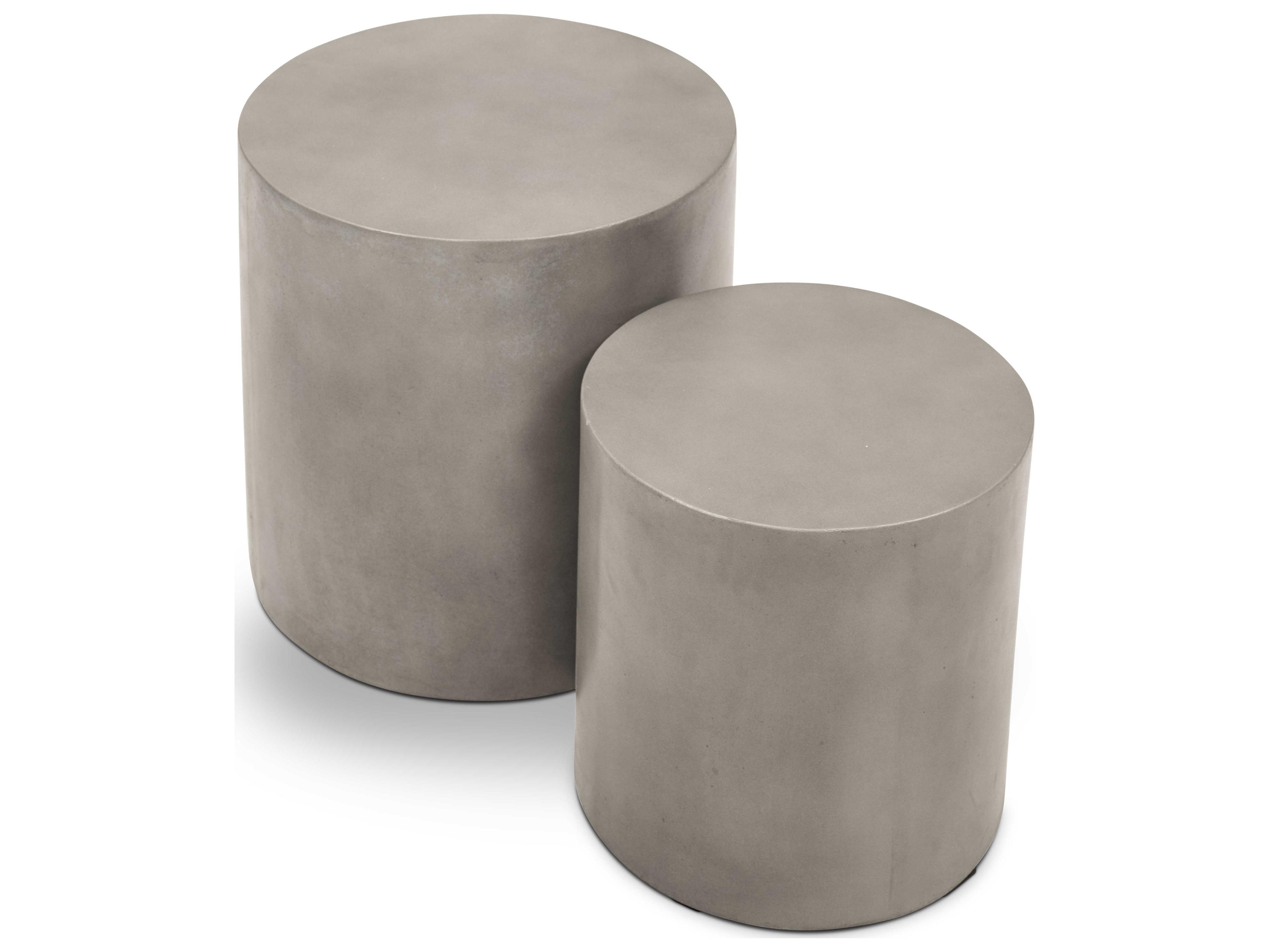 Urbia Outdoor Una Dark Grey Concrete Round End Table Set of 2