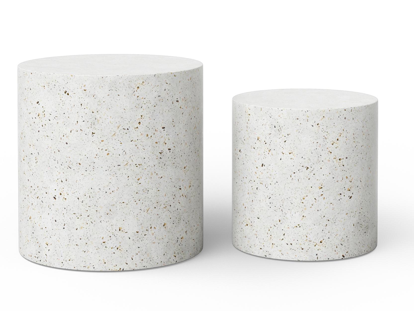 Urbia Outdoor Mixx Ivory Terrazzo Concrete Round End Table