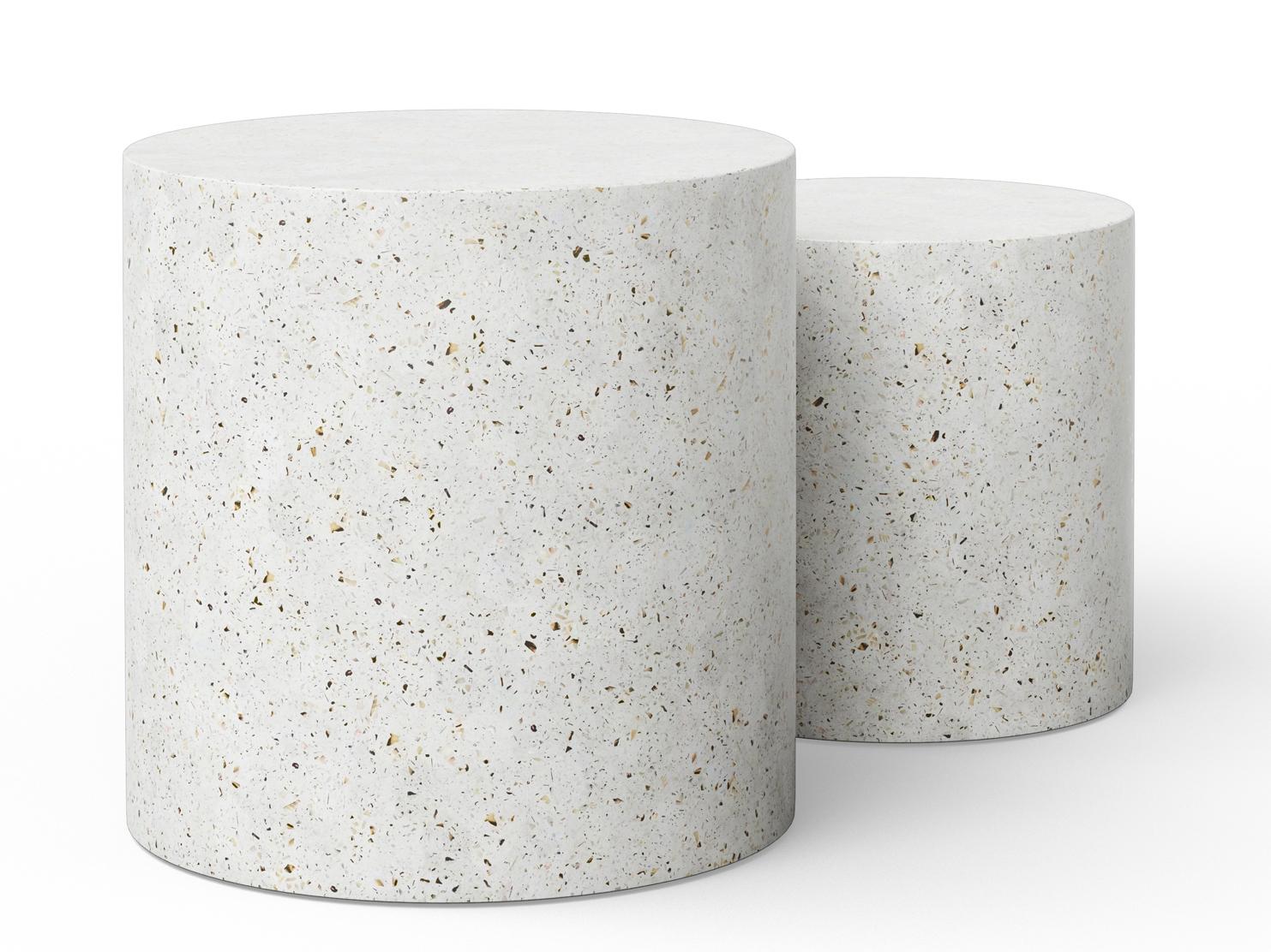 Urbia Outdoor Mixx Ivory Terrazzo Concrete Round End Table