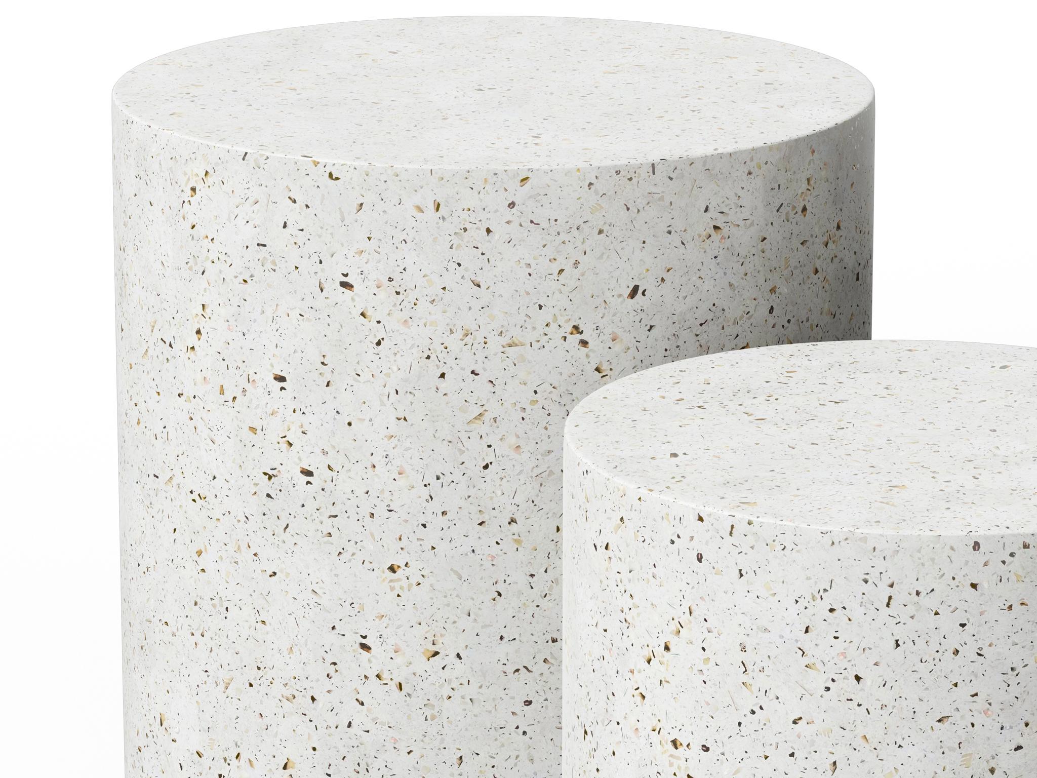 Urbia Outdoor Mixx Ivory Terrazzo Concrete Round End Table