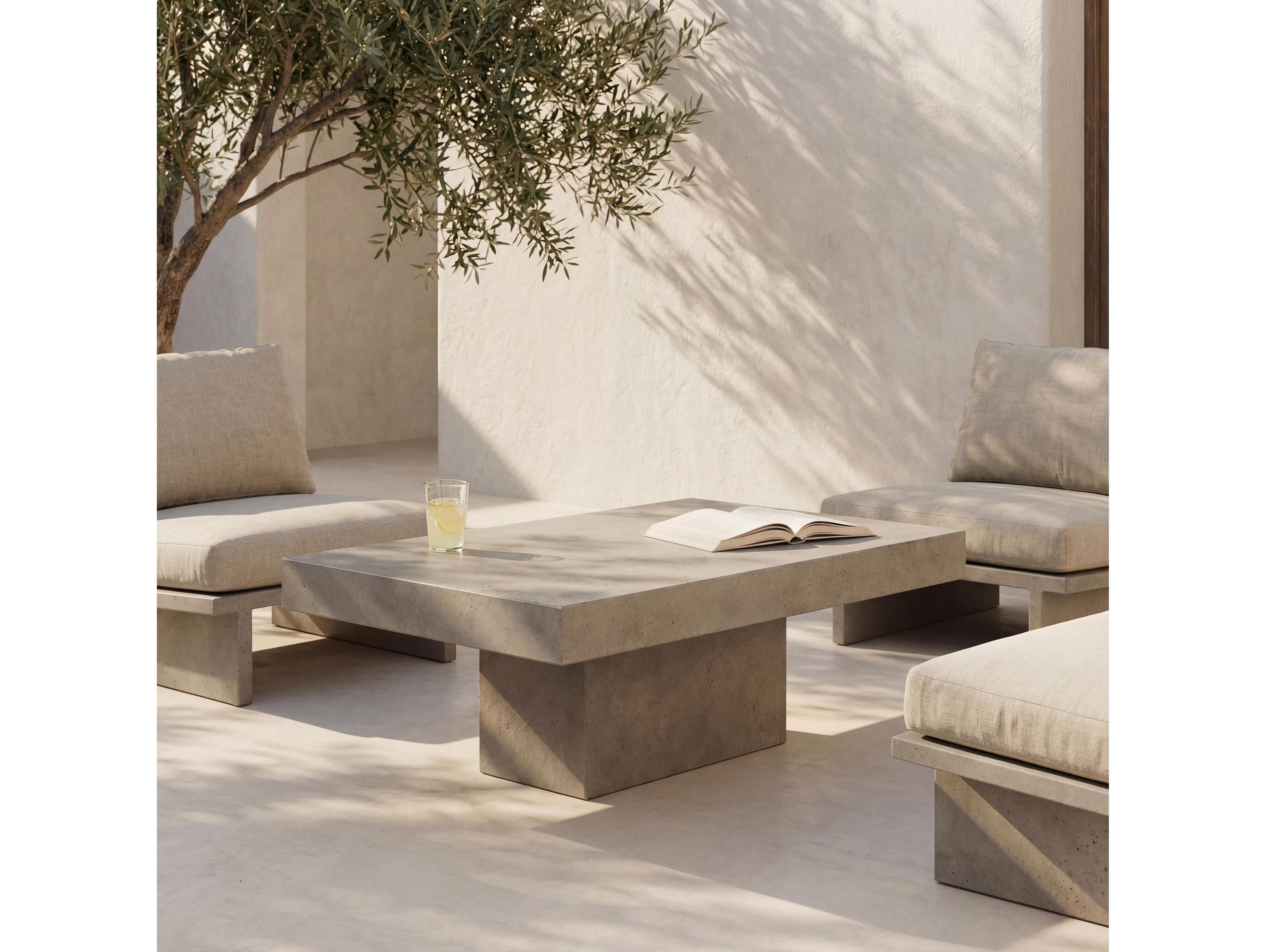 Urbia Outdoor Una Dark Grey Concrete Rectangular Coffee Table