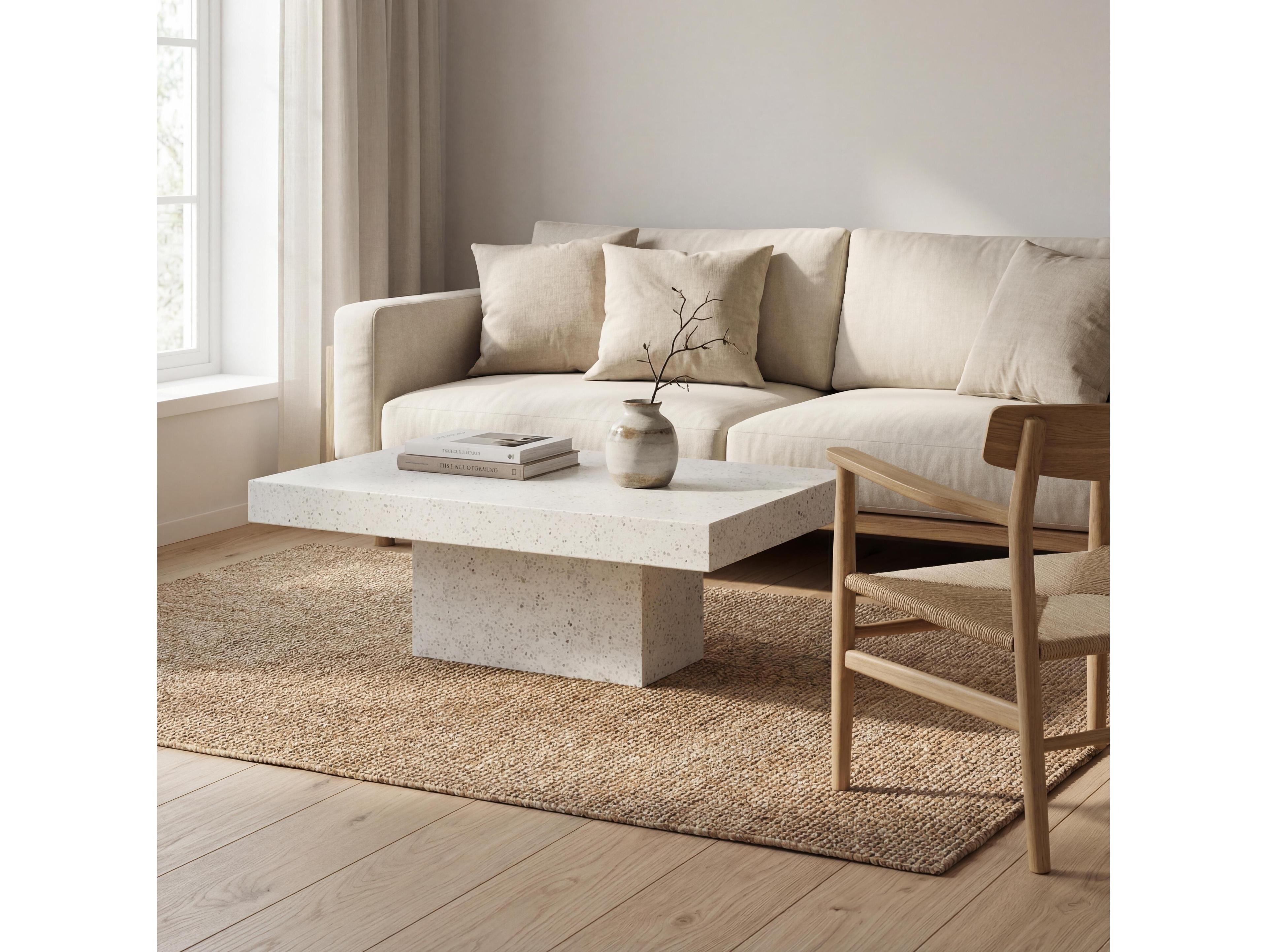 Urbia Outdoor Mixx Ivory Terrazzo Concrete Rectangular Coffee Table