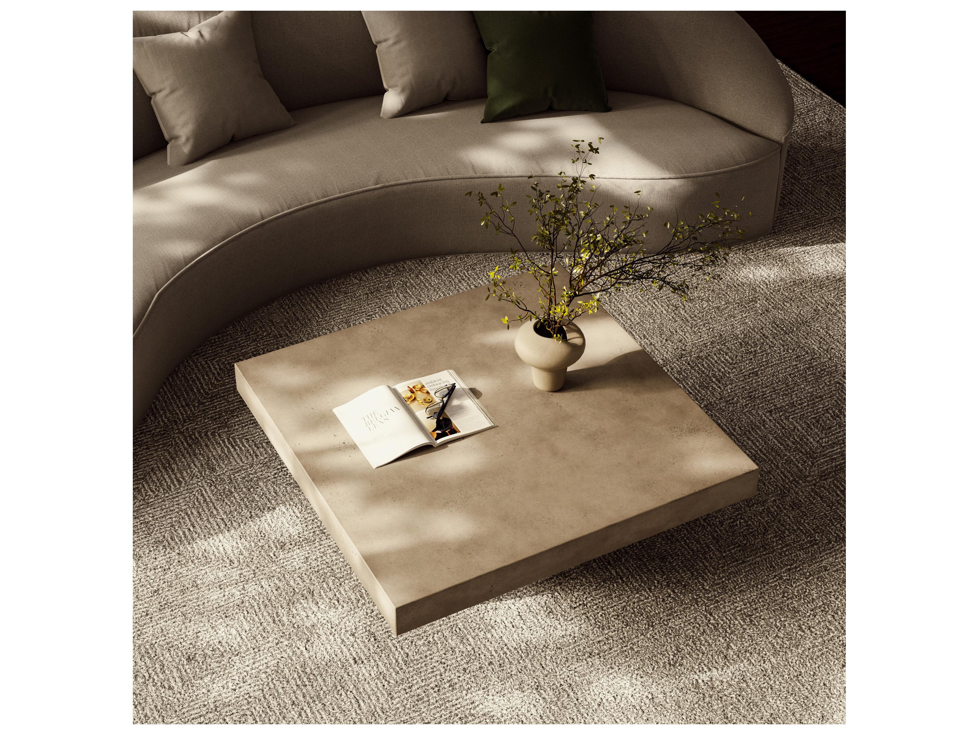 Urbia Outdoor Una Dark Grey Concrete Rectangular Coffee Table