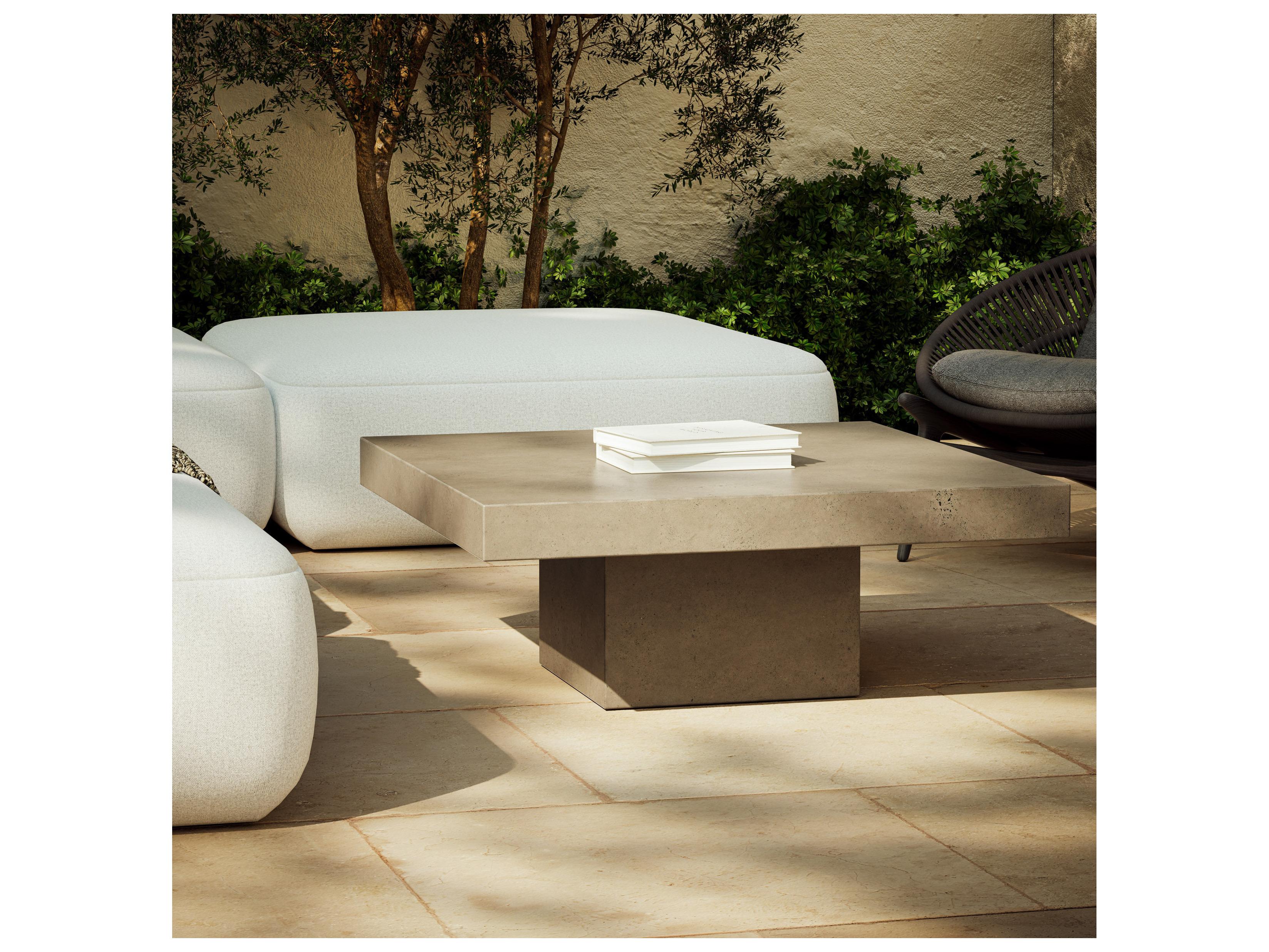 Urbia Outdoor Una Dark Grey Concrete Rectangular Coffee Table