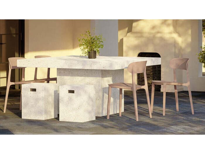 Urbia Outdoor Mixx Ivory Terrazzo Concrete Bar Stool