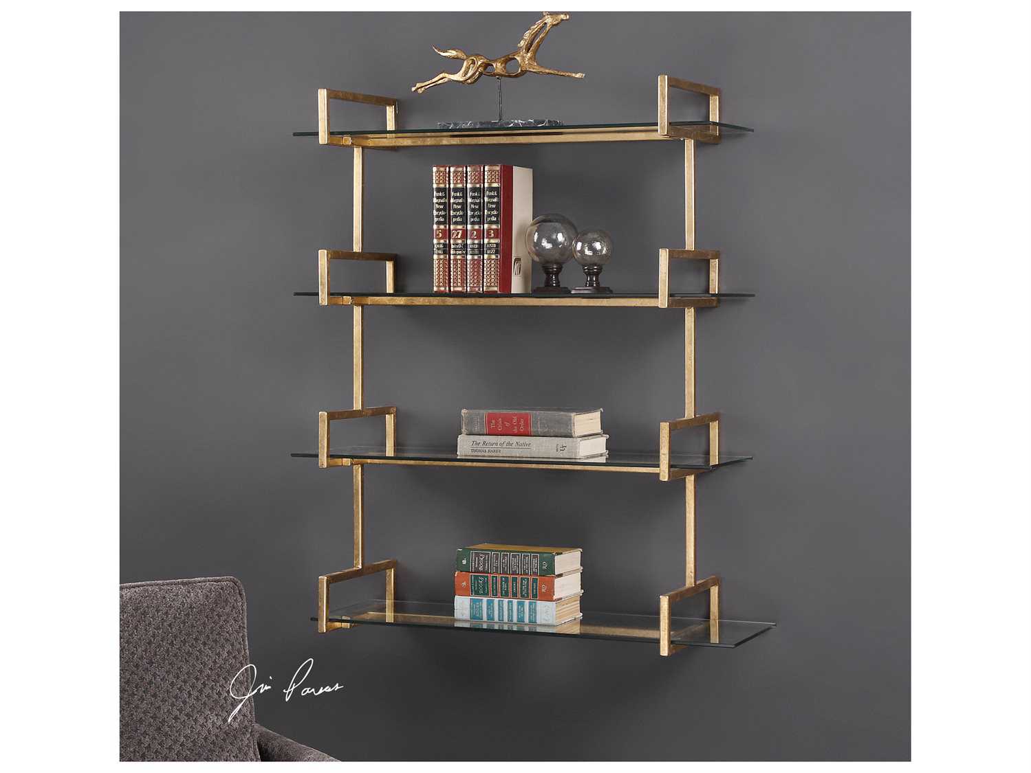 Uttermost Jim Parsons Auley Gold Wall Shelf