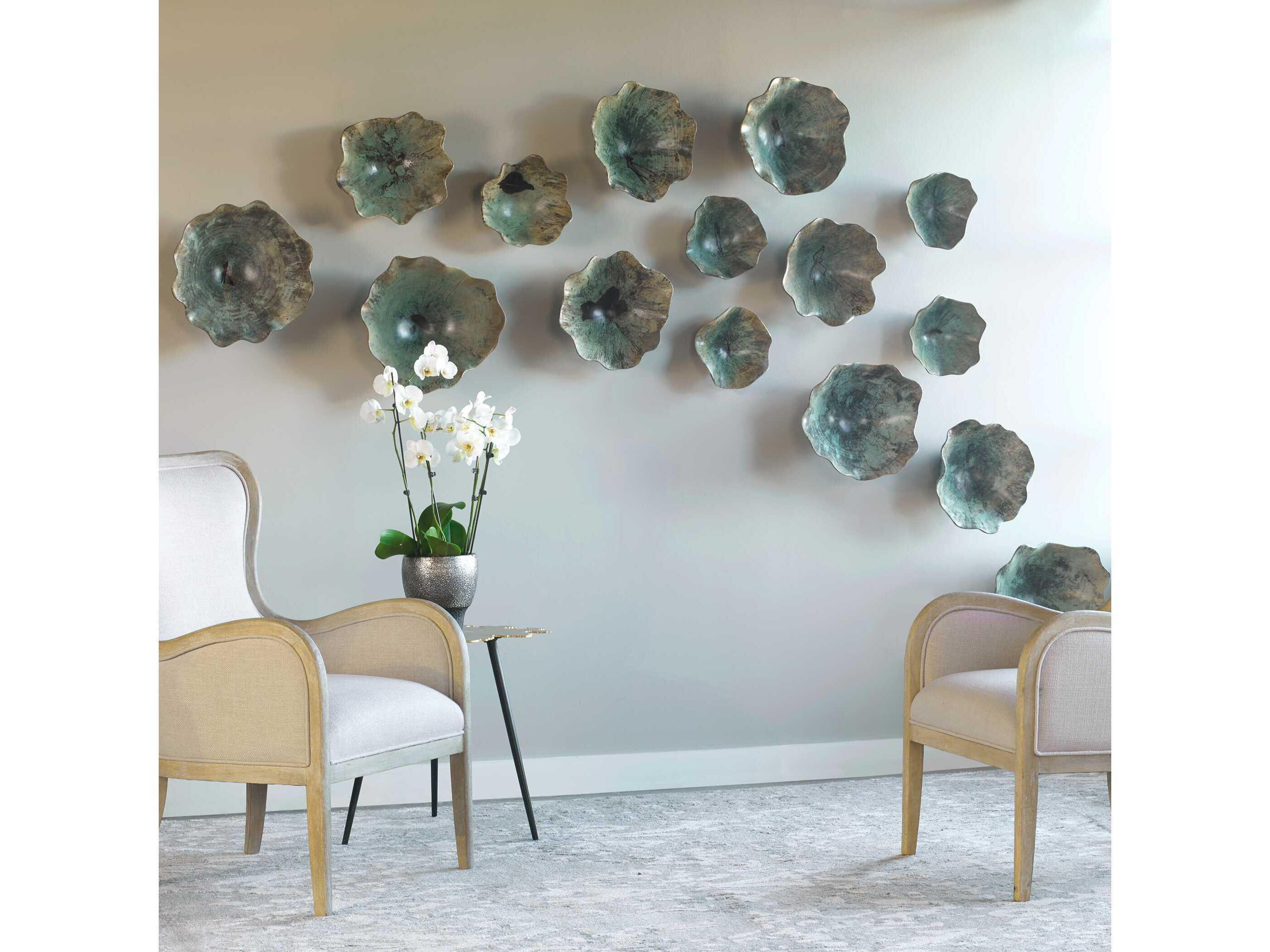 Uttermost Teo Caribbean Blue Wood Wall Art Set of 3