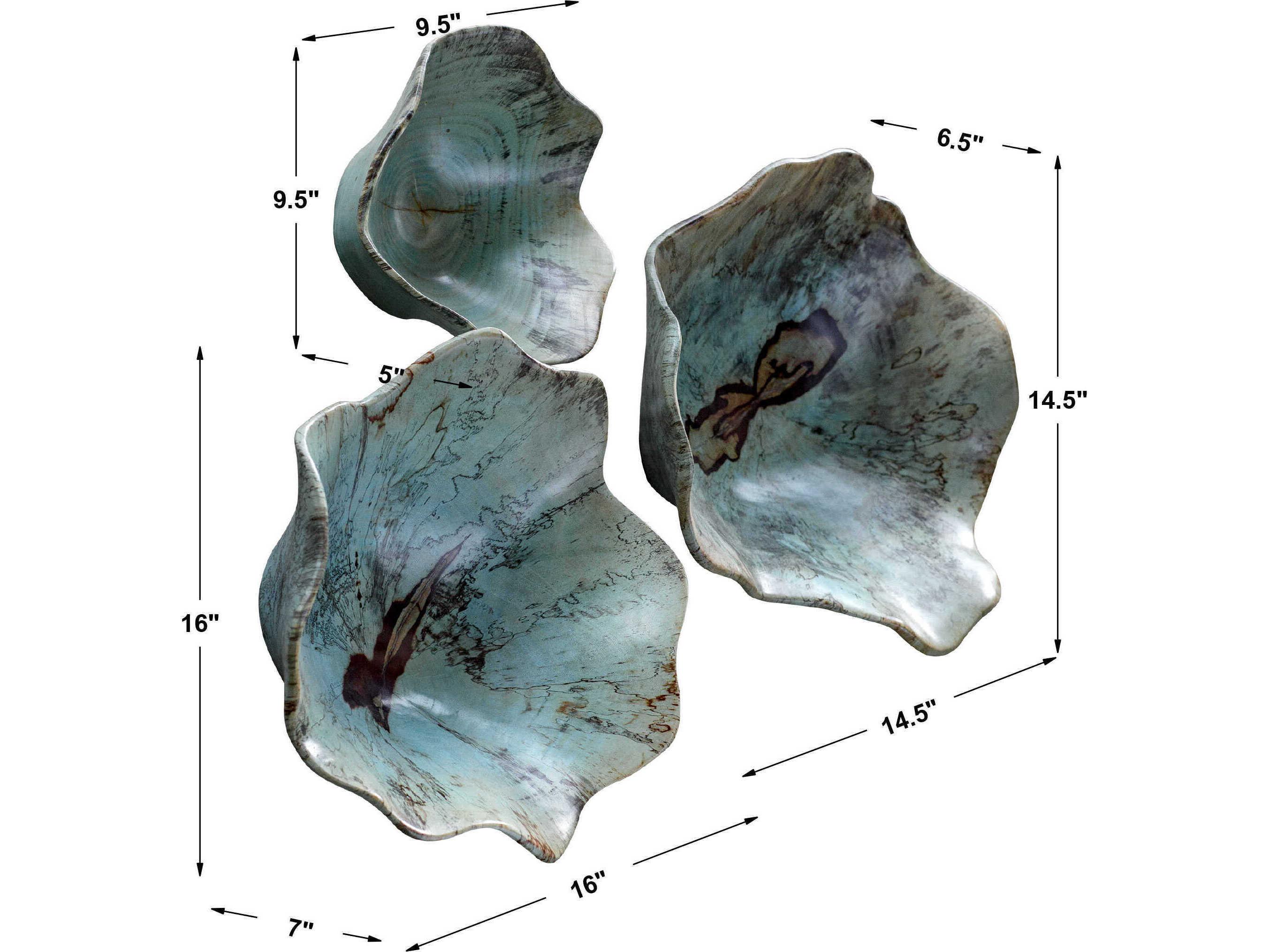 Uttermost Teo Caribbean Blue Wood Wall Art Set of 3