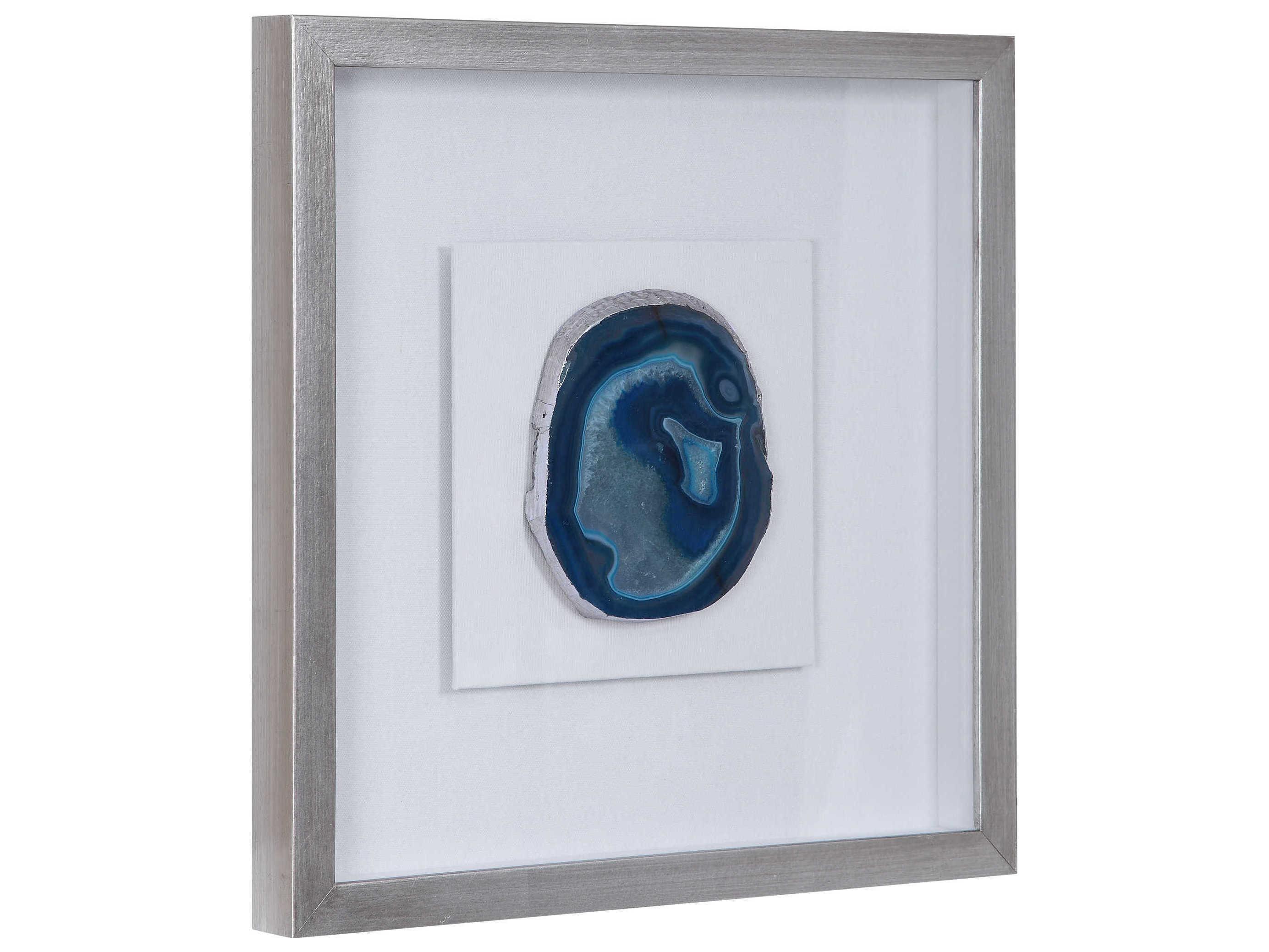 Uttermost Kalia Blue Agate Stone / Silver Leaf Shadow Boxes