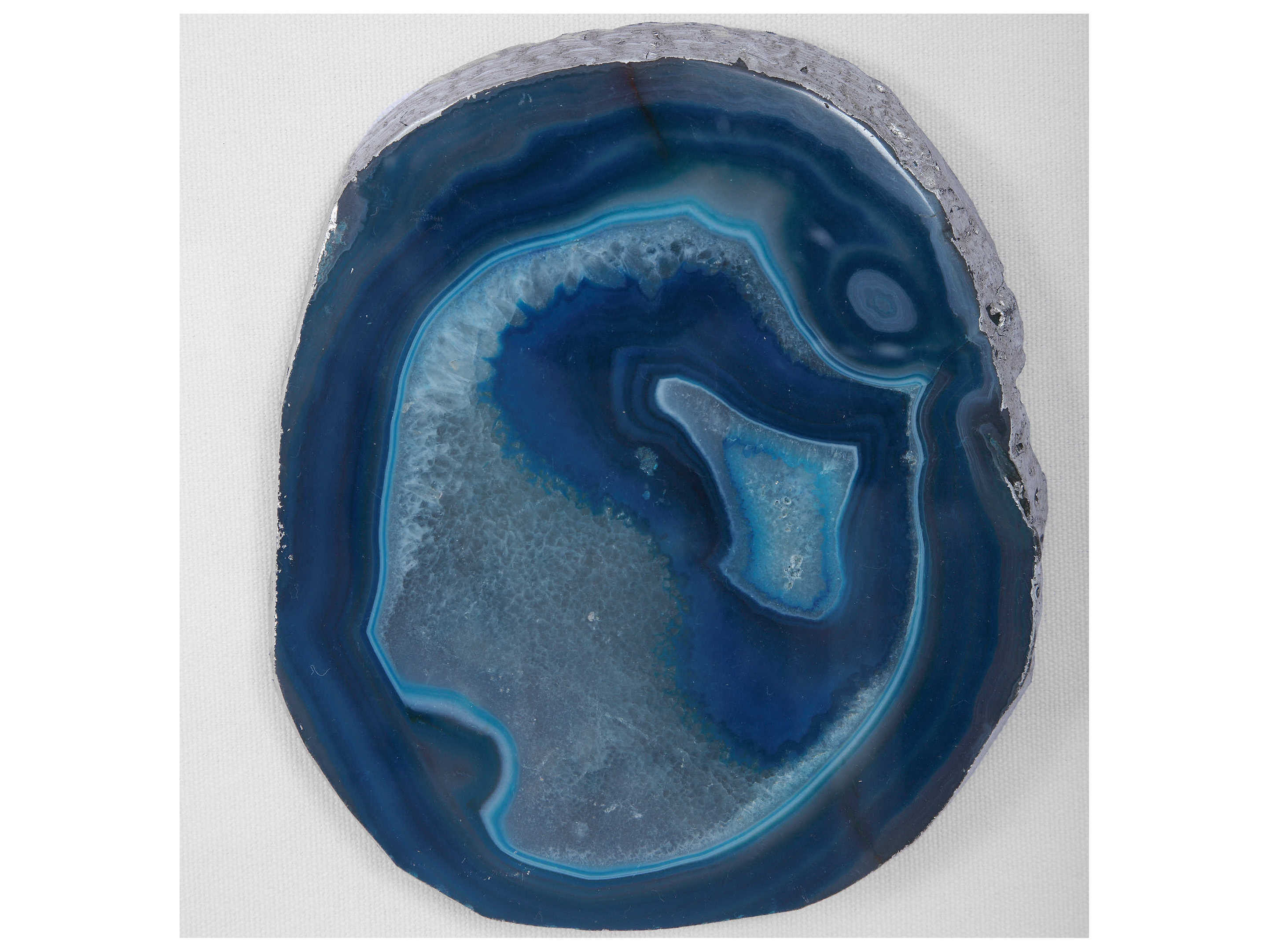 Uttermost Kalia Blue Agate Stone / Silver Leaf Shadow Boxes